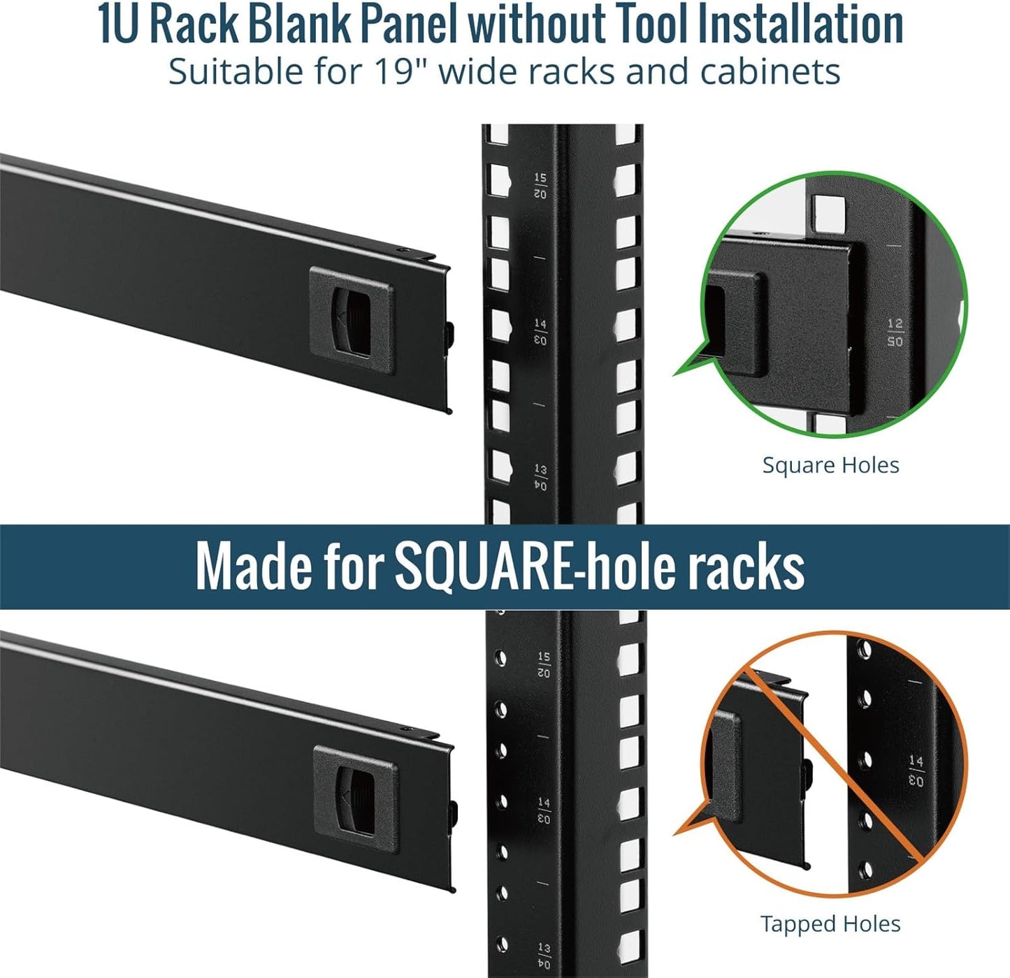 Tecmojo 5 Pack 1U 19 Rack Blank Panel, Cold Rolled Steel Rack Panel, Rack Mount Plate for in Server Rack Enclosure