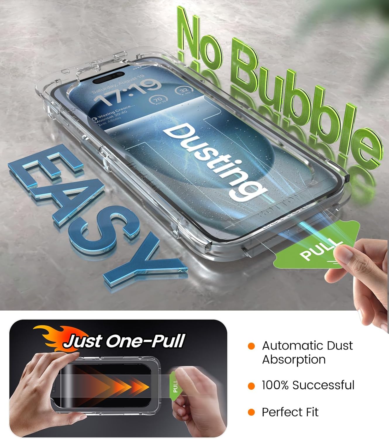 4 Pack 15 2-Pack Protector[99.99% Clear][9H Touch][Anti-fingerprint],4+2 iGluz for iPhone Screen Protector with Camera