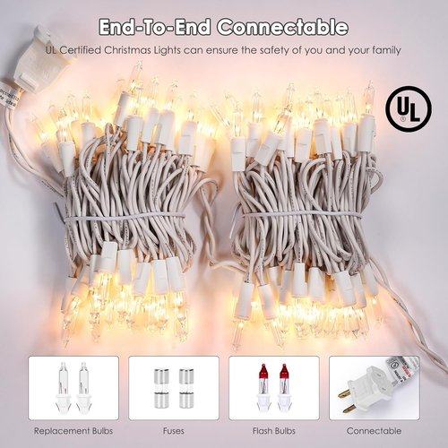 Meteds Christmas Lights - 100 Count Clear Warm White String Lights | UL Certified for Home, Patio & Party Decor