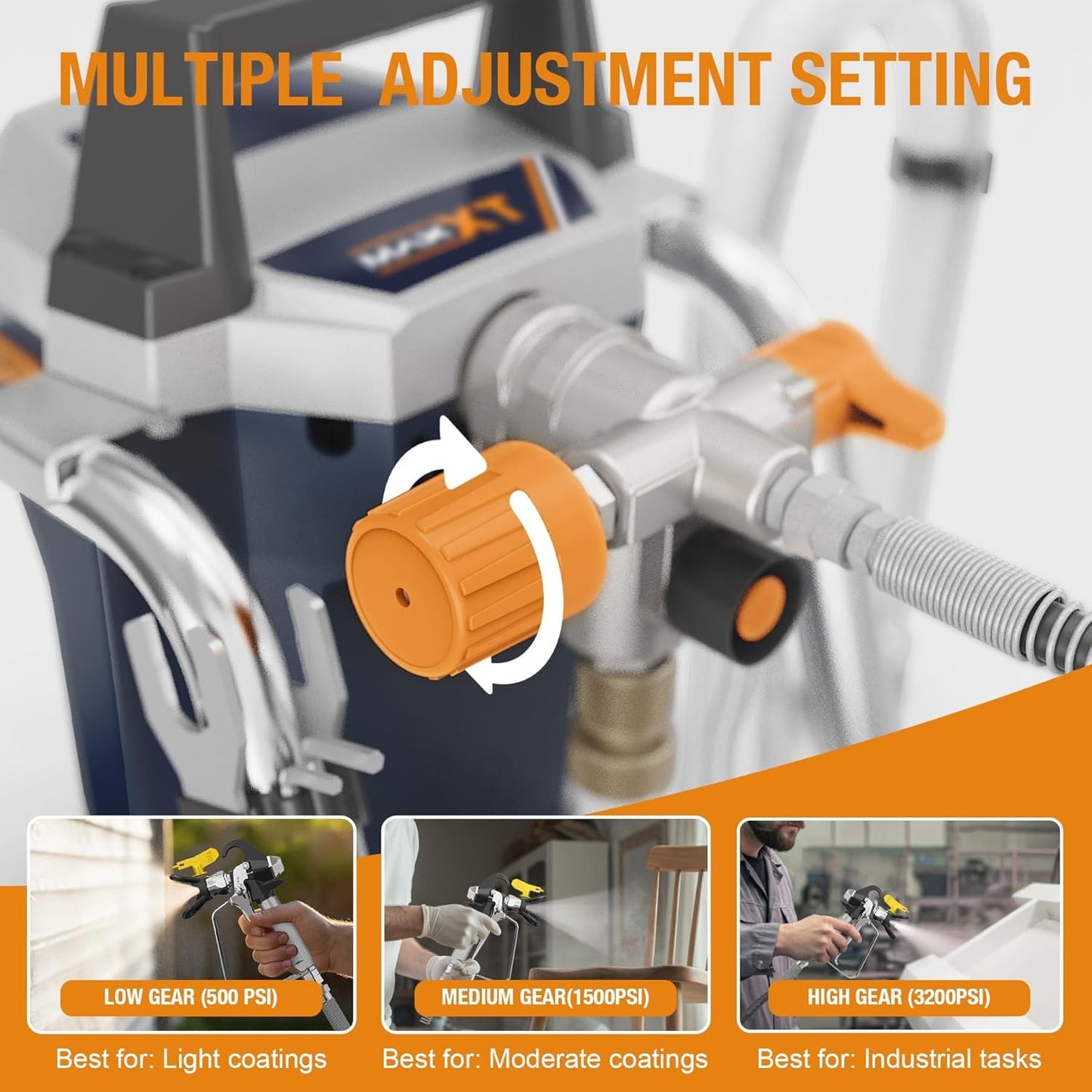 MAXXT 1300W High-Pressure Airless Paint Sprayer, 3200 PSI Lightweight 14.7 lbs Stand Unit for DIY Indoor & Outdoor Home Painting Projects