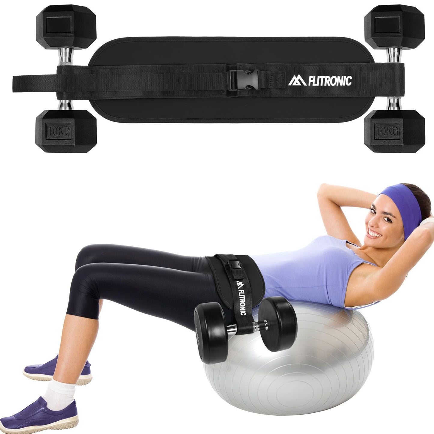 Flintronic Exercise Hip Thrust Belt, Glute Trainer, Adjustable Hip Thrust Belt with Extra Padding for Dumbbells Kettlebells Gym Fitness Bodybuilding Weightlifting, Pink