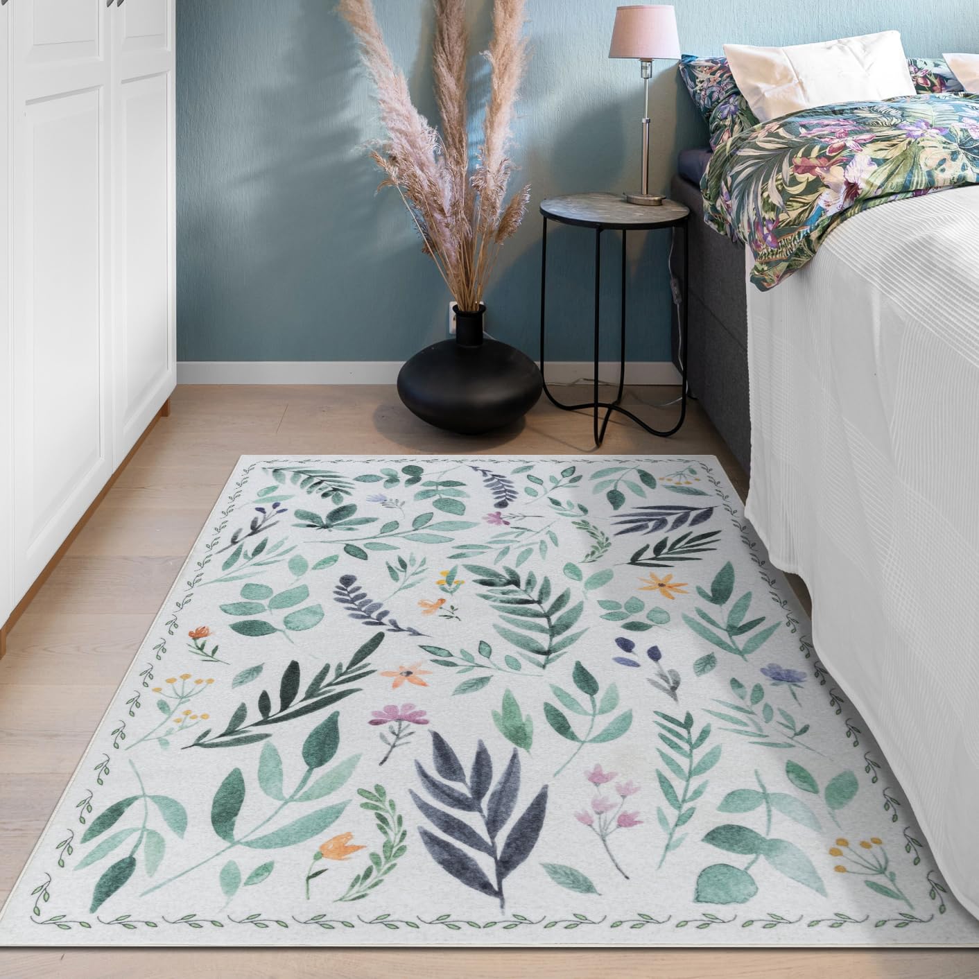 VIPBED 6x9 Washable Area Rug, Boho Moroccan Farmhouse Neutral Low Pile Carpet, Soft Non-Slip Rugs for Living Room Bedroom Dining Room Nursery Dorm Home Decor, Dark Brown & White