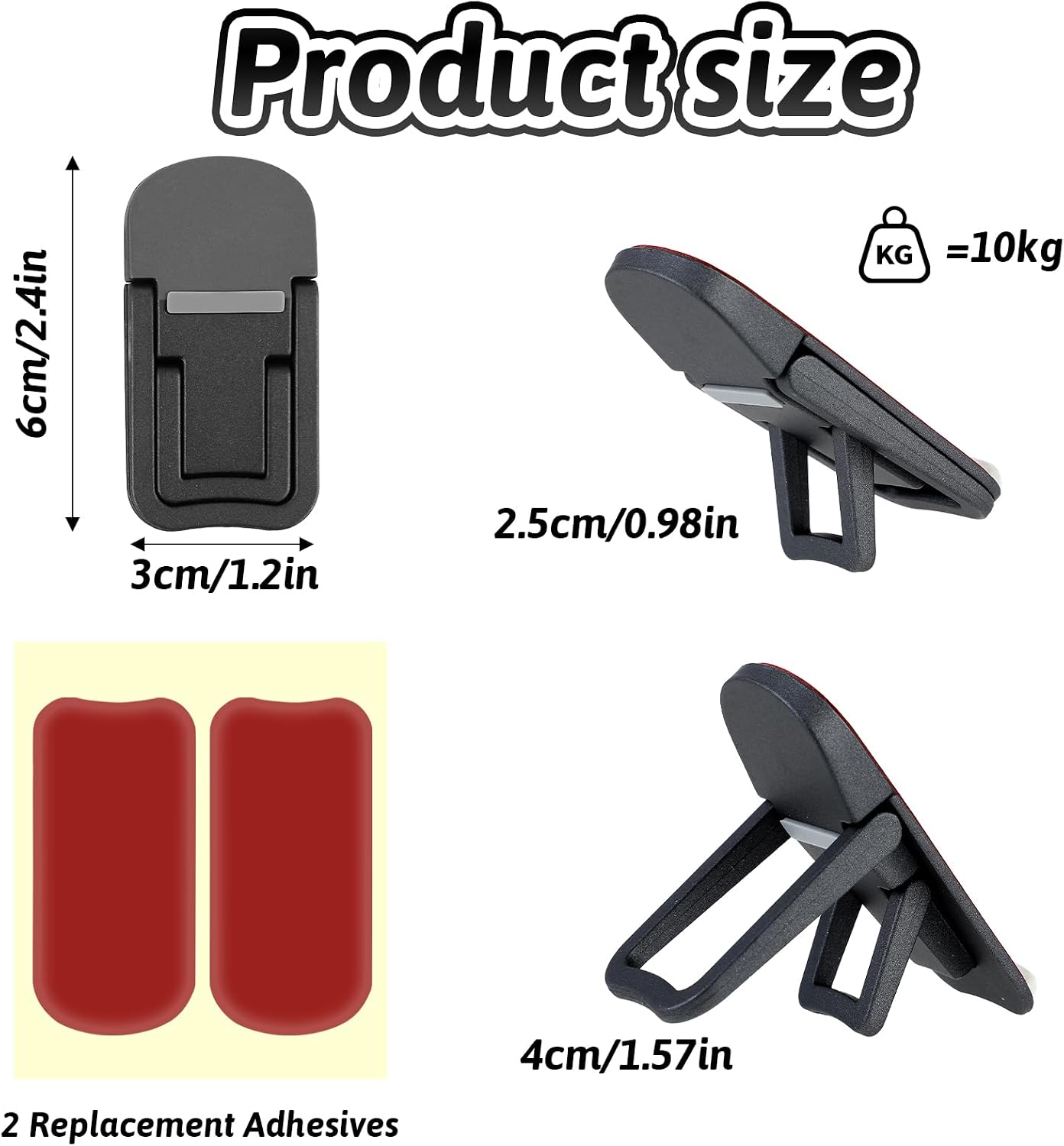 Bewudy 2 Pcs Portable Keyboard Riser, Dual Tilt Angle Adjustment Foldable Laptop Riser, Self-Adhesive Mini Laptop Stand