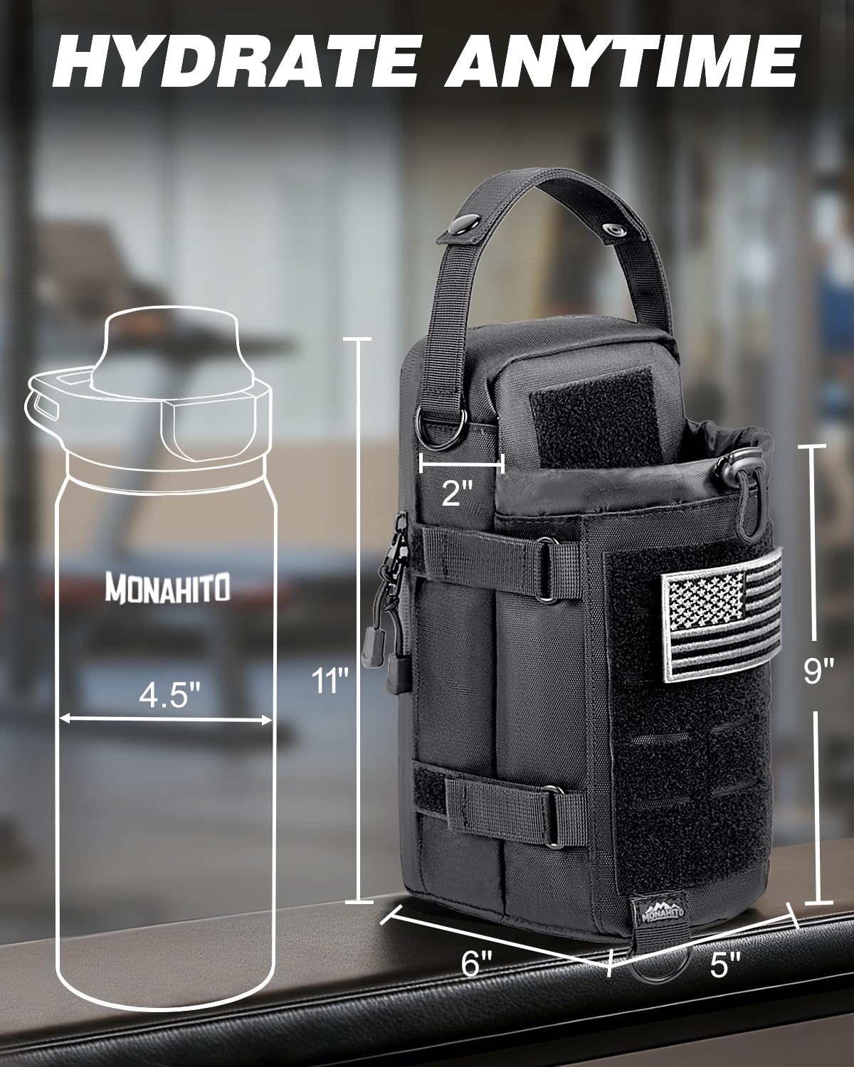 Magnetic Gym Bag for Men - Water Bottle Carrier Holder Bag with Shoulder Strap, 4 Built-in Magnets Gym Gifts for Men