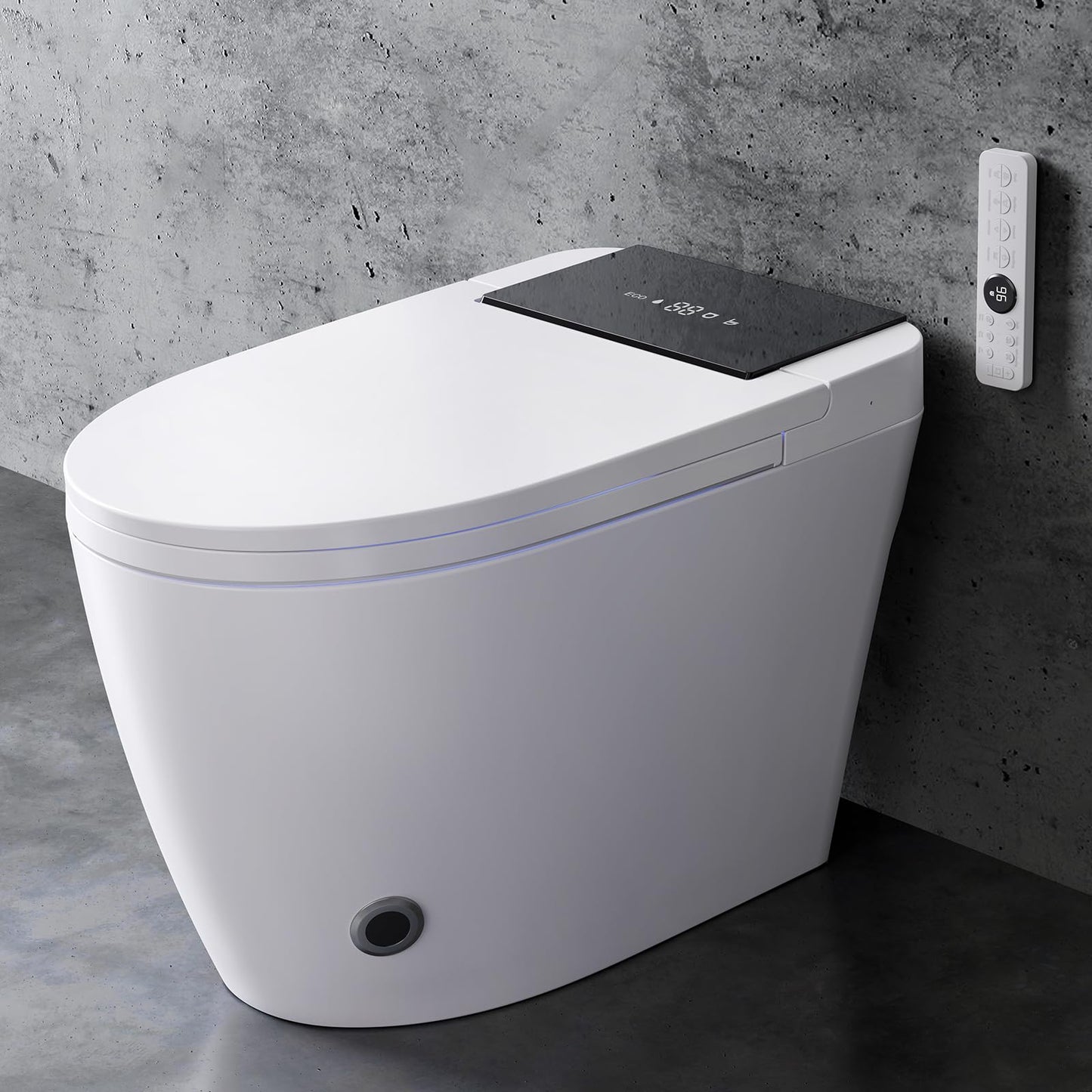 Smart Toilet with Bidet Built-in, Auto Flush Modern Bidet Toilet Combo with Foot Sensor, Heated Seat, Warm Air Dryer & LED Display, Tankless One Piece Elongated Electric Toilet, 1.28 GPF