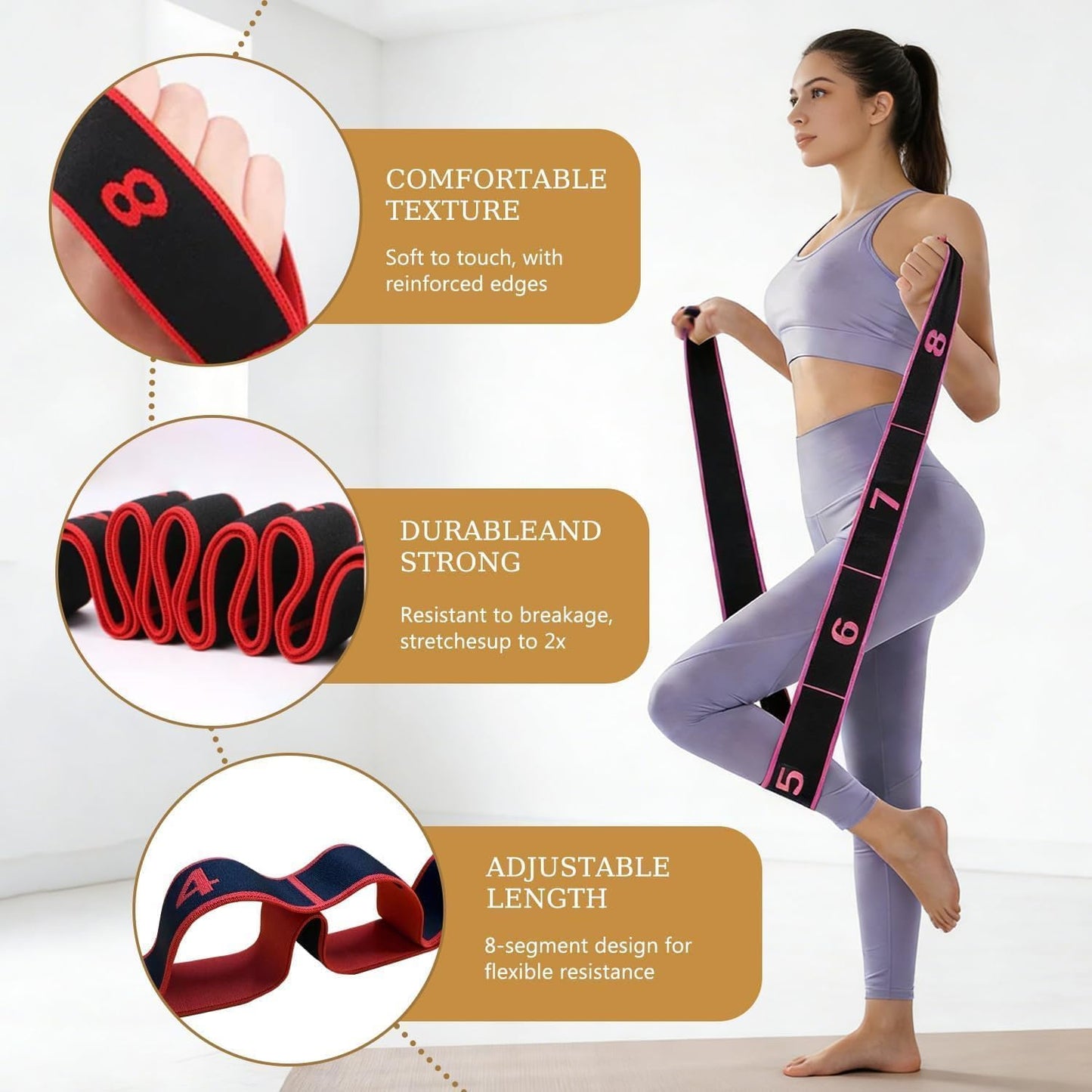 Fitness Resistance Band for Stretching and Yoga, Fitness Resistance Band for Stretching and Yoga, Fashion Puller Exercise, Adjustable Bands for Full Body Stretching Shaping (3PCS)