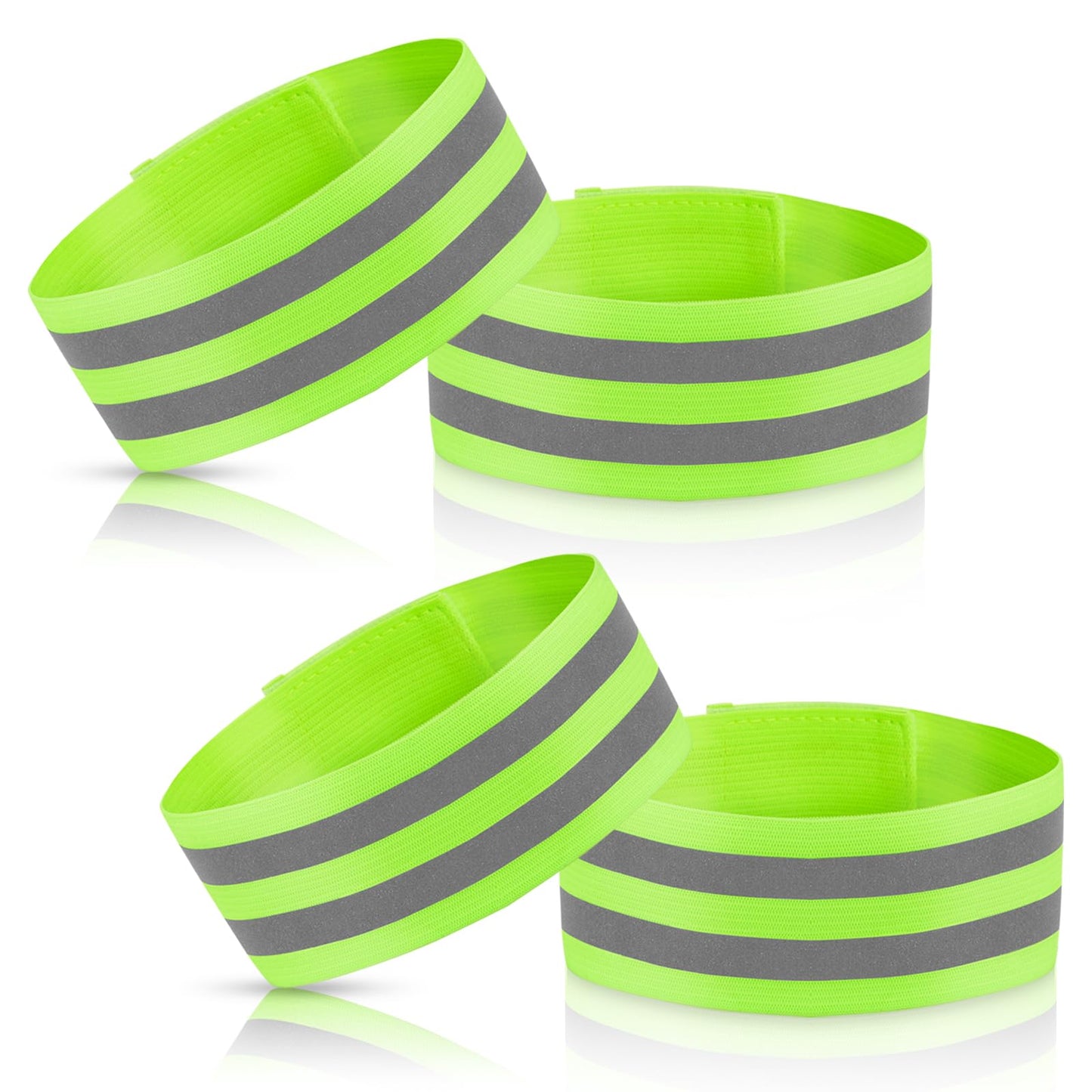 Darlingao 4 Pack High Visibility Reflective Bands for Arm, Wrist, Ankle & Leg – Adjustable Elastic Safety Straps for Night Running, Walking, Cycling – Reflective Gear for Men & Women