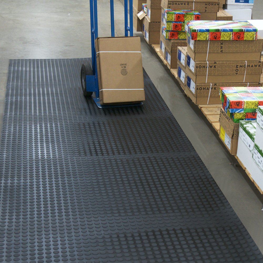 Rubber-Cal Coin-Grip Flooring and Rolling Mat, Dark Grey, 2mm x 4 x 8-Feet