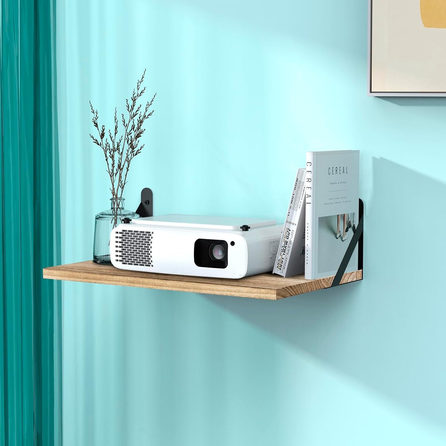 Shelf,15.7" 9.8" 2pcs DAWASAPAT Projector Shelf, Projector Wall Mount Floating x Deep Shelves with Large Storage