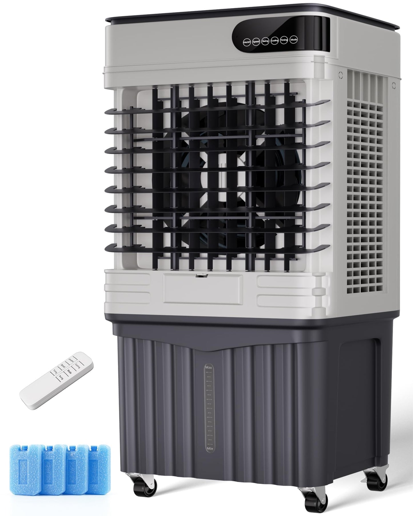 Uthfy Swamp Cooler, 36 Inch Evaporative Air Cooler with 8 Gal Water Tank, 2500 CFM, 120° Oscillation, 3 Modes & 3 Speeds, Remote, 12 H Timer, 4 Ice Packs, Portable Air Conditioner for Indoor