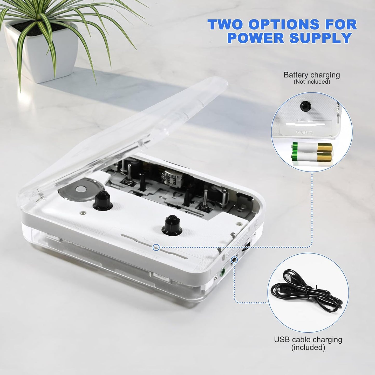 Burtowic Cassette MovementEarphone,Cassette MP3 Auto Reverse Clear Stereo Player,Built-in Cool Copper Wheel Tape