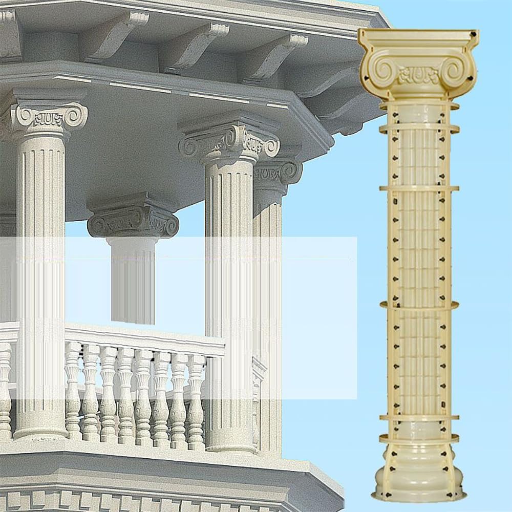 Reazone Molds French European Roman Column Mold, Cylindrical with Grooves, for Outdoor Gate