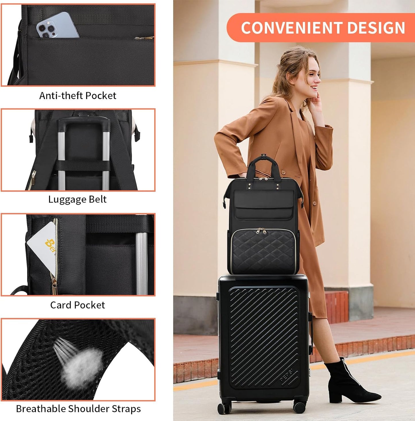 Backpack 17.3 Inch Backpack Backpack BERTASCHE Lunch for Women, Laptop with Insulated Cooler Lunch box, Nurse