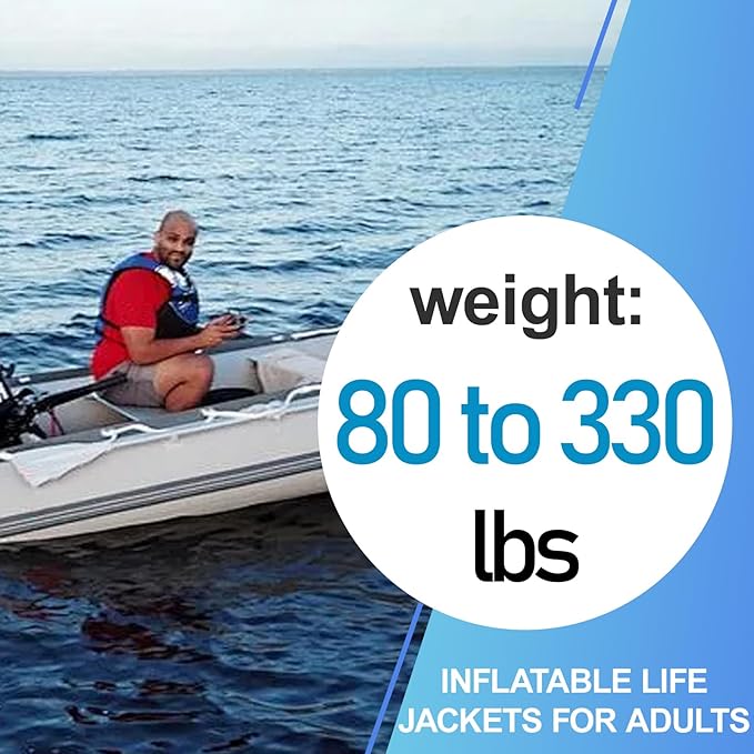 Automatic/Manual Inflatable Life Jacket| Inflatable PFD Kayak Vest Adult| Life Vest for Adults| Outdoor Water Sports| Supports up to 330 lbs|33g of Carbon Dioxide Cylinder