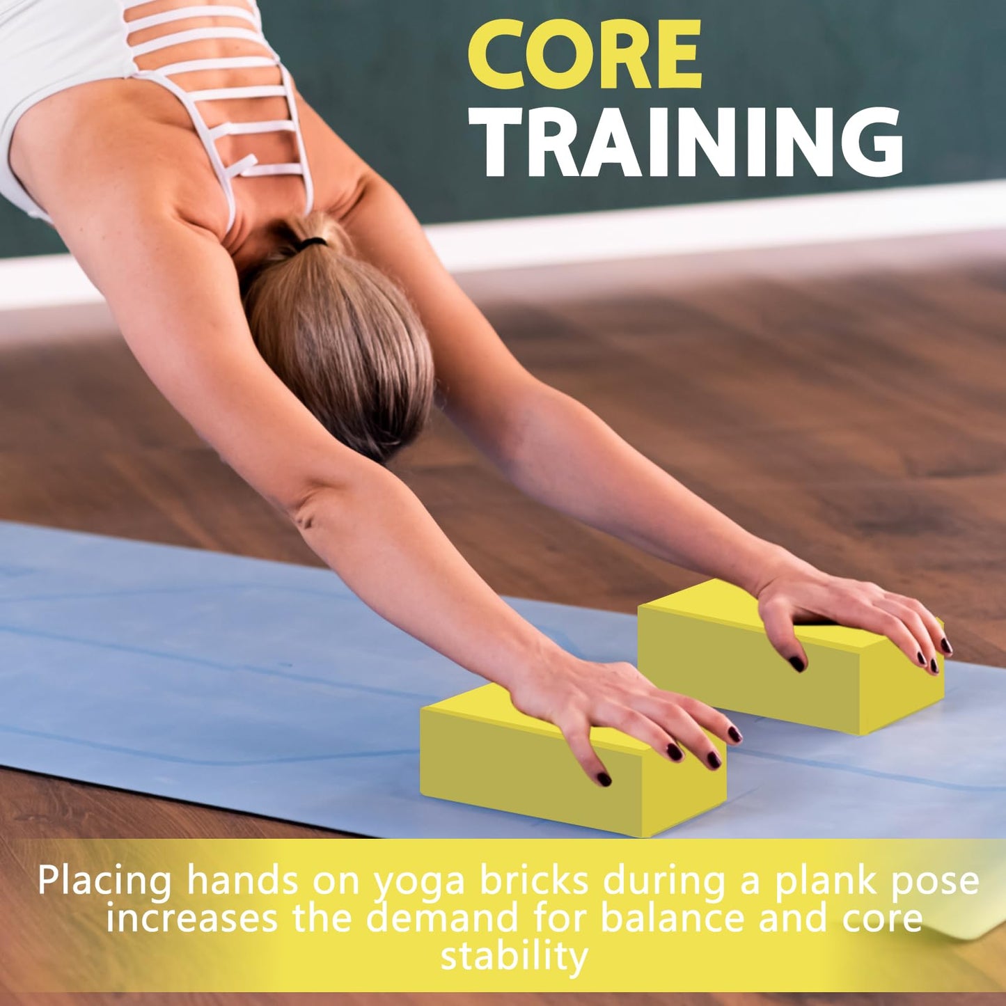 MBHKRRS 9"x6"x3" Yoga Blocks, Soft Non-Slip Surface Premium Foam Blocks, Supportive, Lightweight, Odor Resistant, Yoga Accessories for Pilates Meditation General Fitness Stretching Toning (yellow-1 Pack)