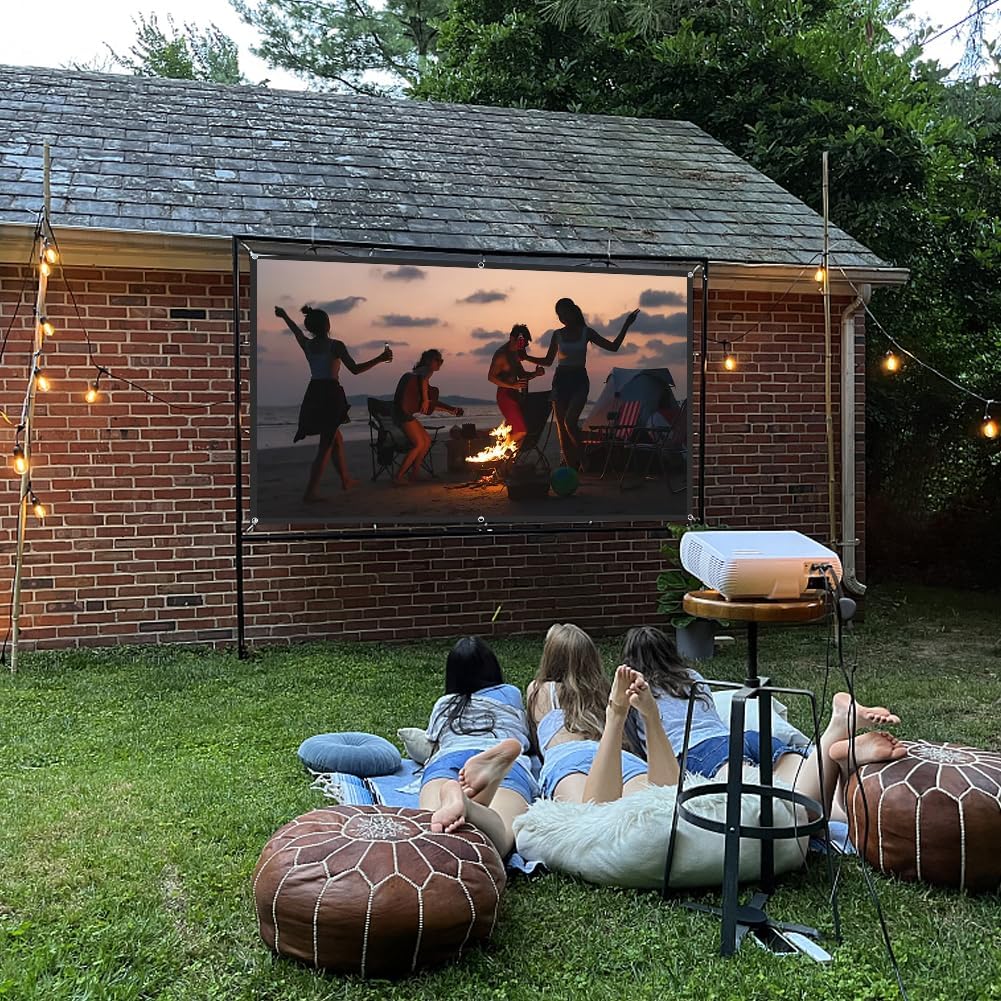 Zornaveli 4K 60"|72"|84"|100"|120"|150" Outdoor(Size:72 INCH) Projector Screen, HD Home Movie Projection Screen