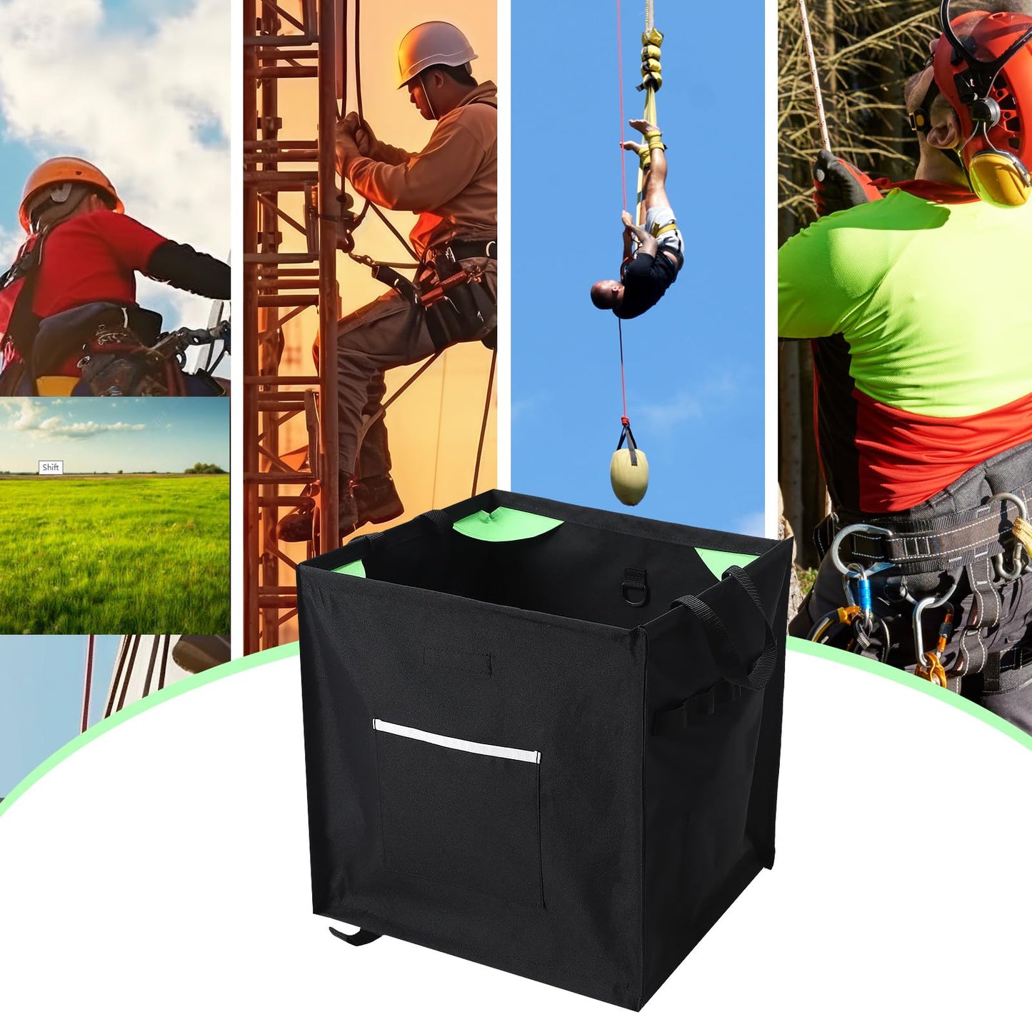 Arrowbash Throw Line Cube Bag - Easy Folding Arborist Throw Line Storage Portable Climbing Rope Organizer Box for Tree Work Outdoor Rope Accessories, Black