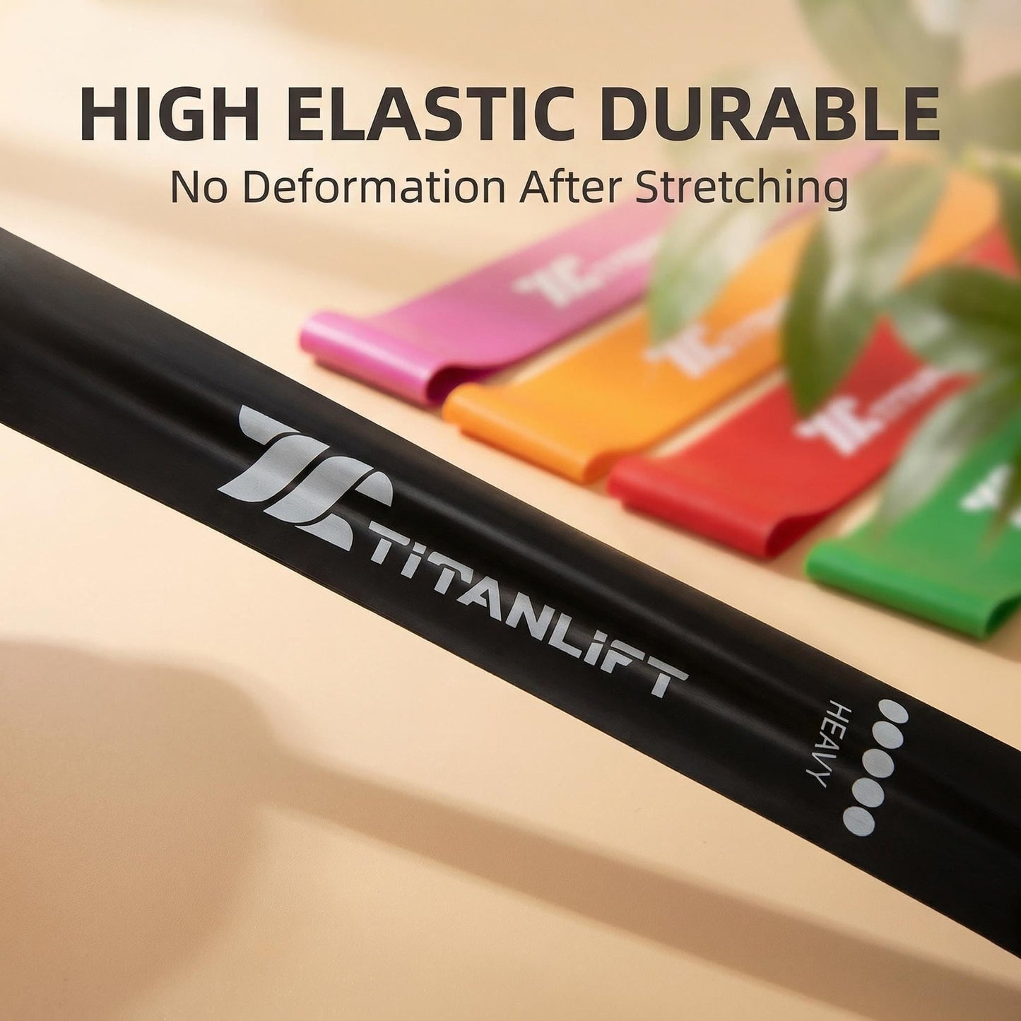 TITANLIFT 5pack Black Resistance Bands for Working Out,Elastic Loop Exercise Bands for Strength Training Stretching,Workout Bands for Legs, Glutes, Strength Training, Yoga, Home Gym