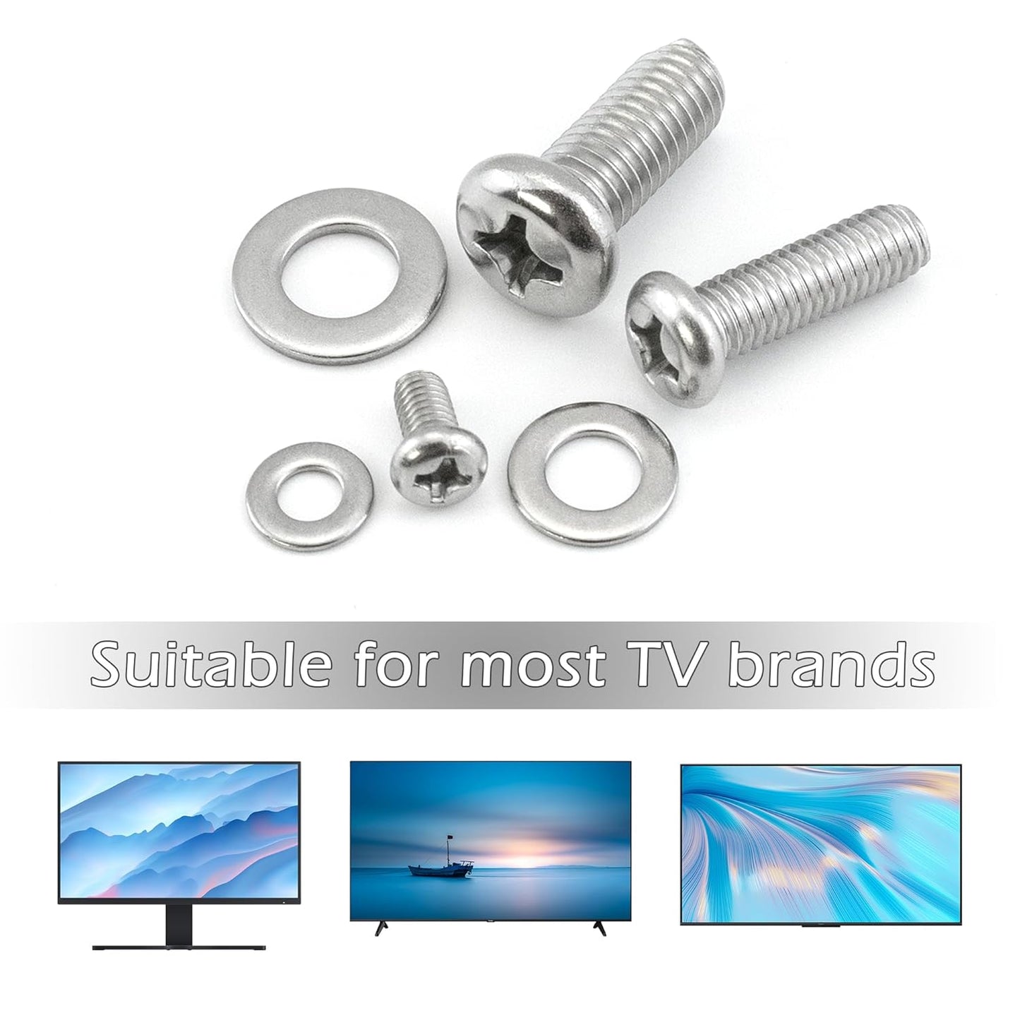 Quacc 24 M4 M6 M8 Universal TV Mounting Hardware Kit PCS Stainless Steel Screws Washers for VESA Wall Mount TV