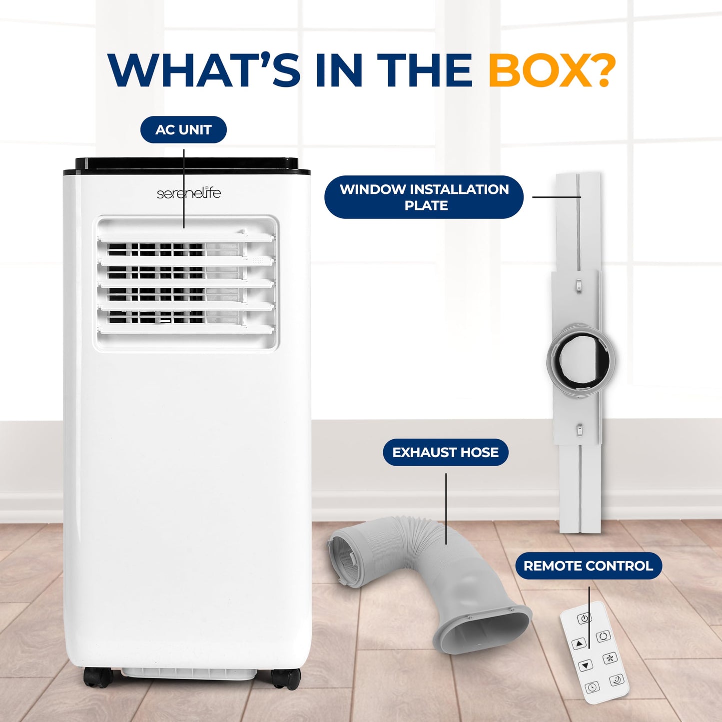 SereneLife 8000 BTU Portable Air Conditioner with Heating Functionality, 4-in-1 Compact Standing Air Conditioner for Room Up to 350 Sq. Ft., Floor AC Unit with LCD Remote Control, Auto Mode, Low Noise