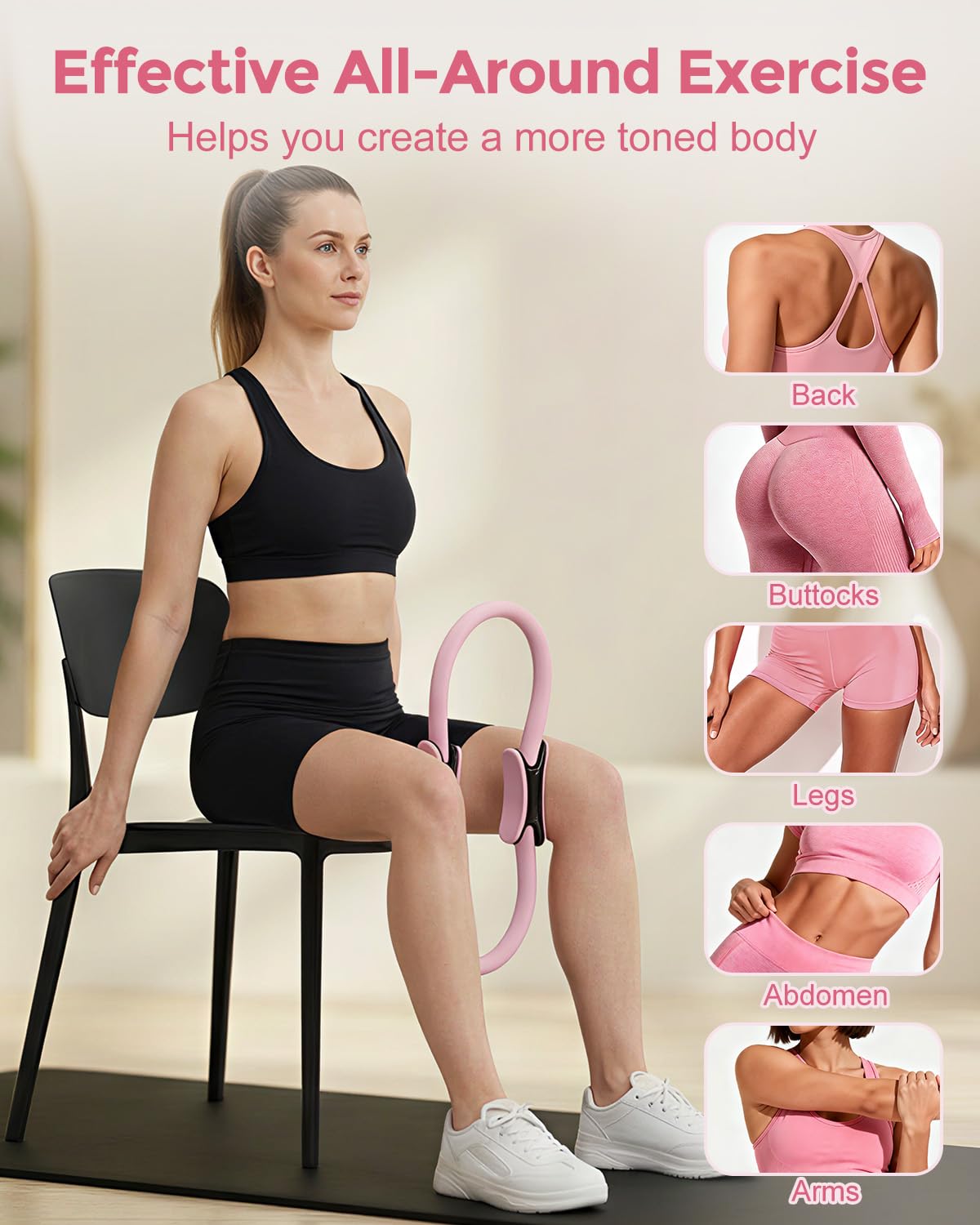 Home Pilates Kit for Petite Women, Pilates Equipment Ring and Ball Set 12'' Magic Circle, Mini Ball, Resistance Bands, Workout Guide for Essentials Starter Kit for Beginners, Strength, Toning