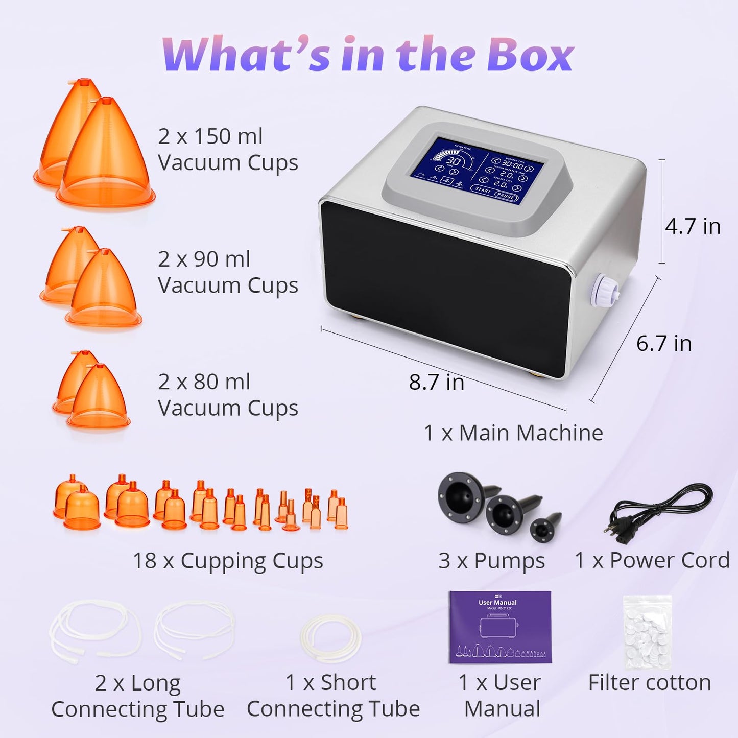 RUTAWZ Commercial Multifunction Butt Lifting Machine, 24 Cups LCD Touch Screen, Facial Care/Cupping/Breast Lift/Hip Lift/Postpartum Recovery for Salon Spa
