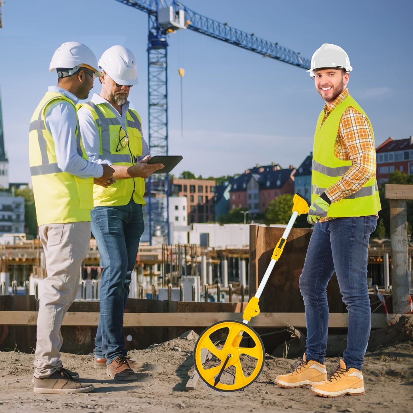 Zozen Measuring Wheel Digital Display, 3-Sections Foldable, Imperial/Metric Measure Wheel with Backlit Display | Up to 99,999Ft/ 99,999M | Kickstand to Keep Stand |Portable, Include Cloth Backpack.