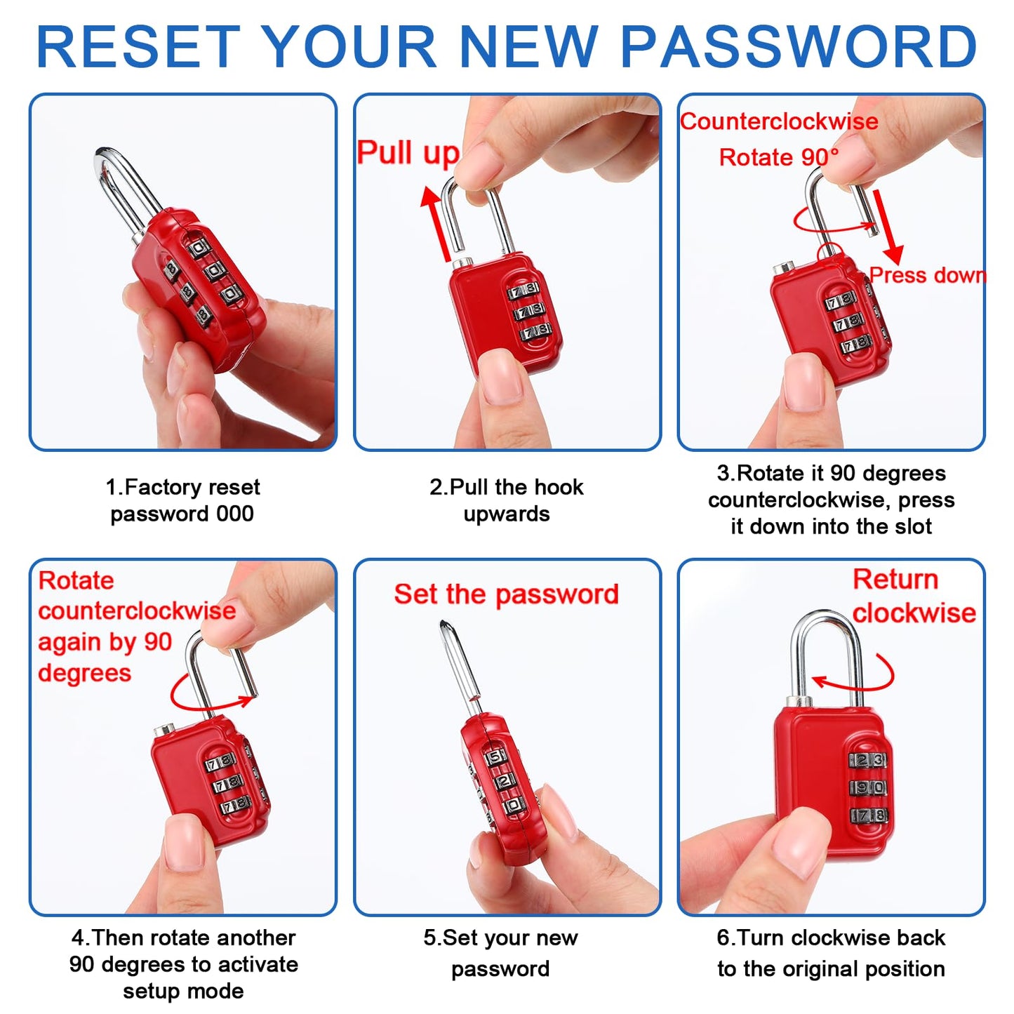 Otoolling 16 Pack Combination Lock 3 Digit Padlock Keyless Outdoor Waterproof Padlock Resettable Luggage Locks for Luggage Baggage Cabinets Gate Case Travel Gym School Fence Alloy Steel Shackle