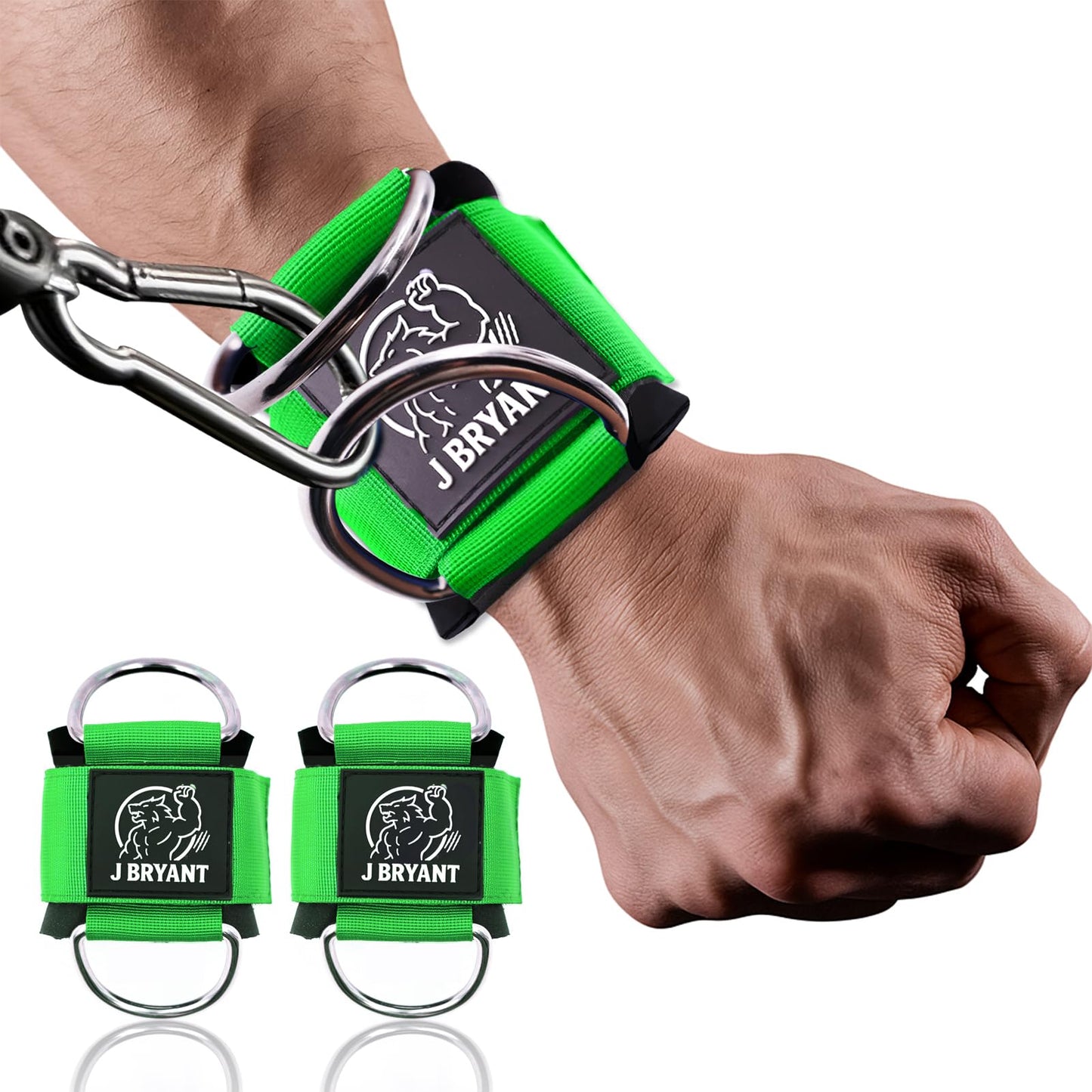 J Bryant Wrist Cuffs for Cable Machine Lateral Raise – Heavy Duty Double D-Ring Straps with Padded Neoprene – Comfortable Adjustable Wrist Support for Gym Pulley System – 2 Sizes for Men & Women