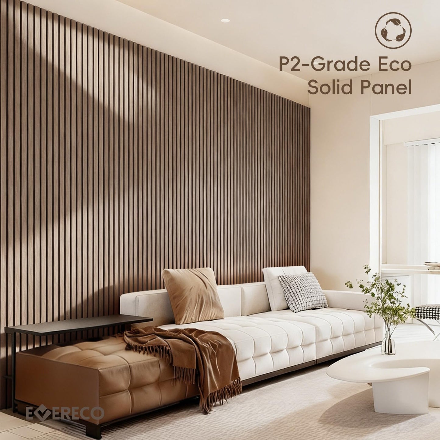 EVERECO 6 Pack Wood Panels for Wall 94.5" × 7.87" Acoustic Soundproof Wall Slat Panels, 3D Wall Panels for Home Office Decoration, Natural Walnut