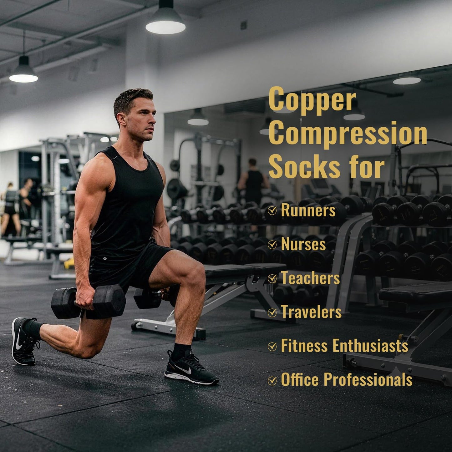 SukModen Copper Ankle Compression Socks for Men and Women (6 Pairs), Breathable Arch Support Short Running Socks