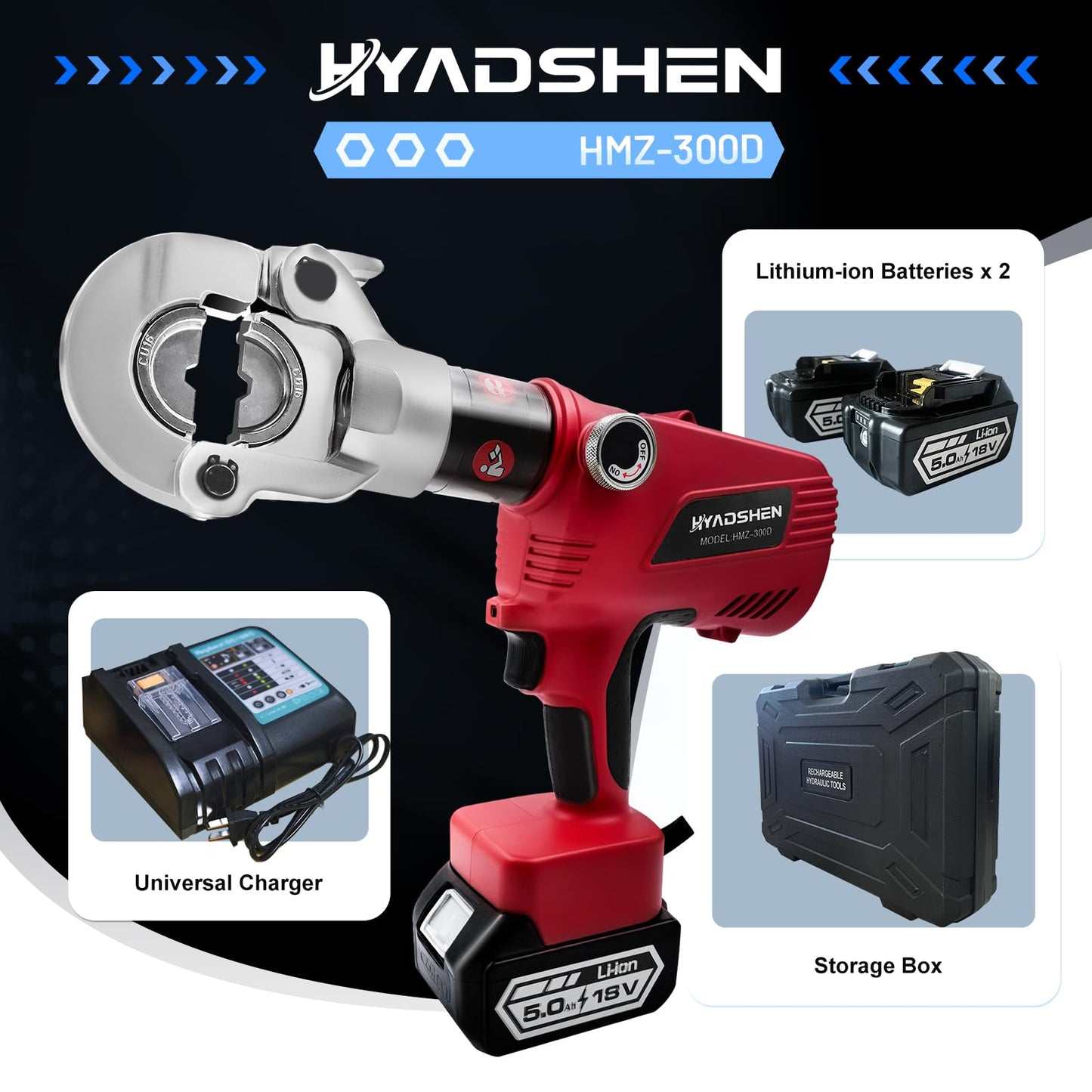 Electric Hydraulic Cable Lug Crimper Pliers Rechargeable Crimping Tool 6 Ton Electrical Terminal Cable Wire Fiber Crimper Kit,Industrial portable electric hydraulic Cable Lug crimper with 11 Dies