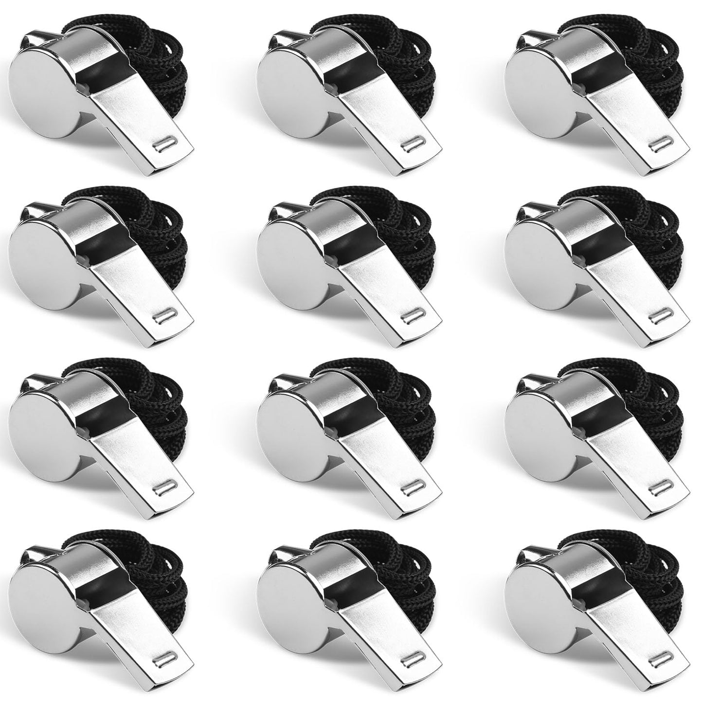 Fya Whistle, 12PCS Sports Whistle with Lanyard, Very Loud Stainless Steel Whistle, Ideal for Coaches, Referees, Personal Defense, and Recreation