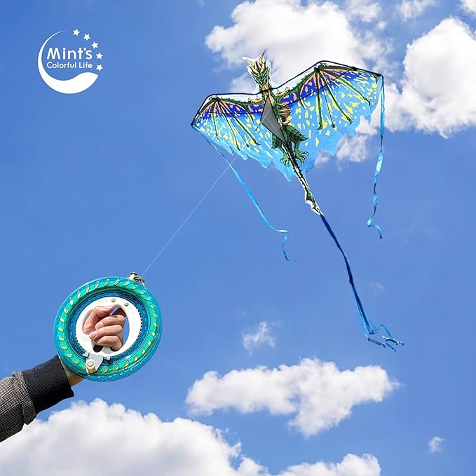 Mint's Colorful Life Dragon Kite for Kids & Adults, Easy to Fly Best Beach Kites for Beginners, 300ft Kite String Included