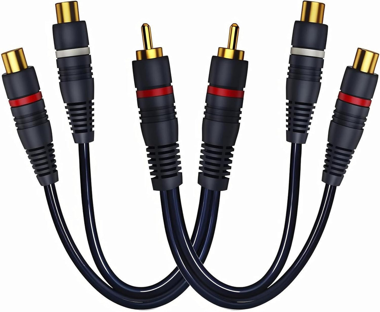 1 2 2 Pack, 0.2M/0.65ft RCA Splitter Male to Female Y Splitter RCA Audio Video Cable Splitter Adapter Extension Cord