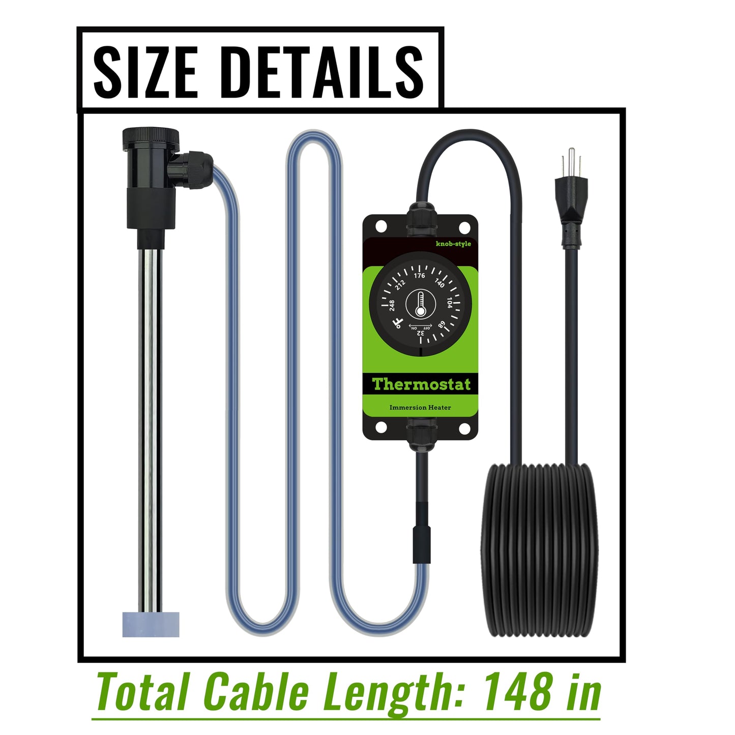LINGLONGTEMP 1800W Submersible Hot Tub & Pool Portable Electric Immersion Water Heater with Temp Control for Pond, Bathtub, Inflatable Pool, Inground Pool, Sap, Above Ground Pool, Baptism & Baptistry