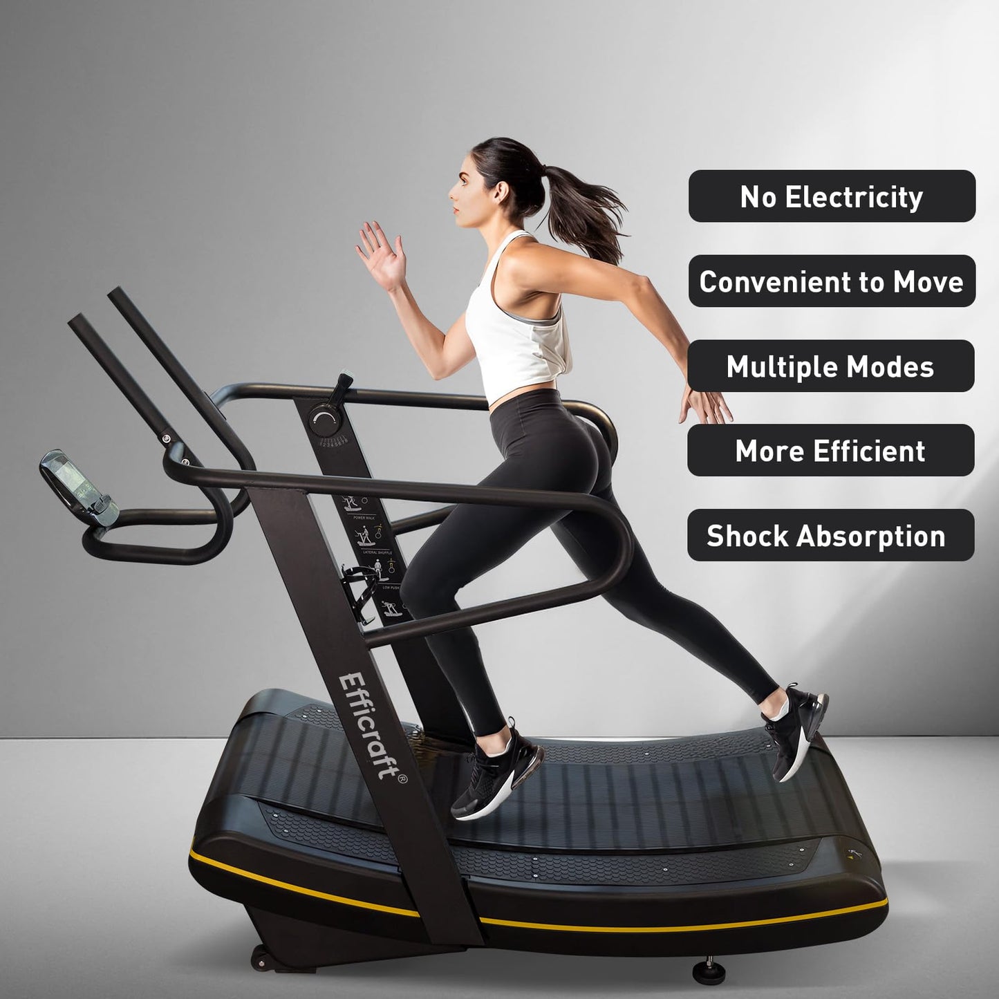 Curved Manual Treadmill - 8-Level Resistance Adjustment & LCD Display, Non-Electric Fitness Equipment for Home/Gym, Cardio & Anaerobic Training