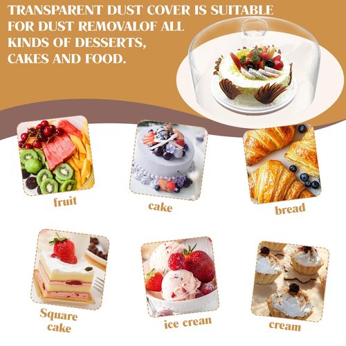 Krbnk 11 Inch Glass Cake Dome Cover, Upgraded Thickened Clear Cake Cover Lid for Cake Stand, Round Cloche Glass Dome for Dessert Plates Display and Protection