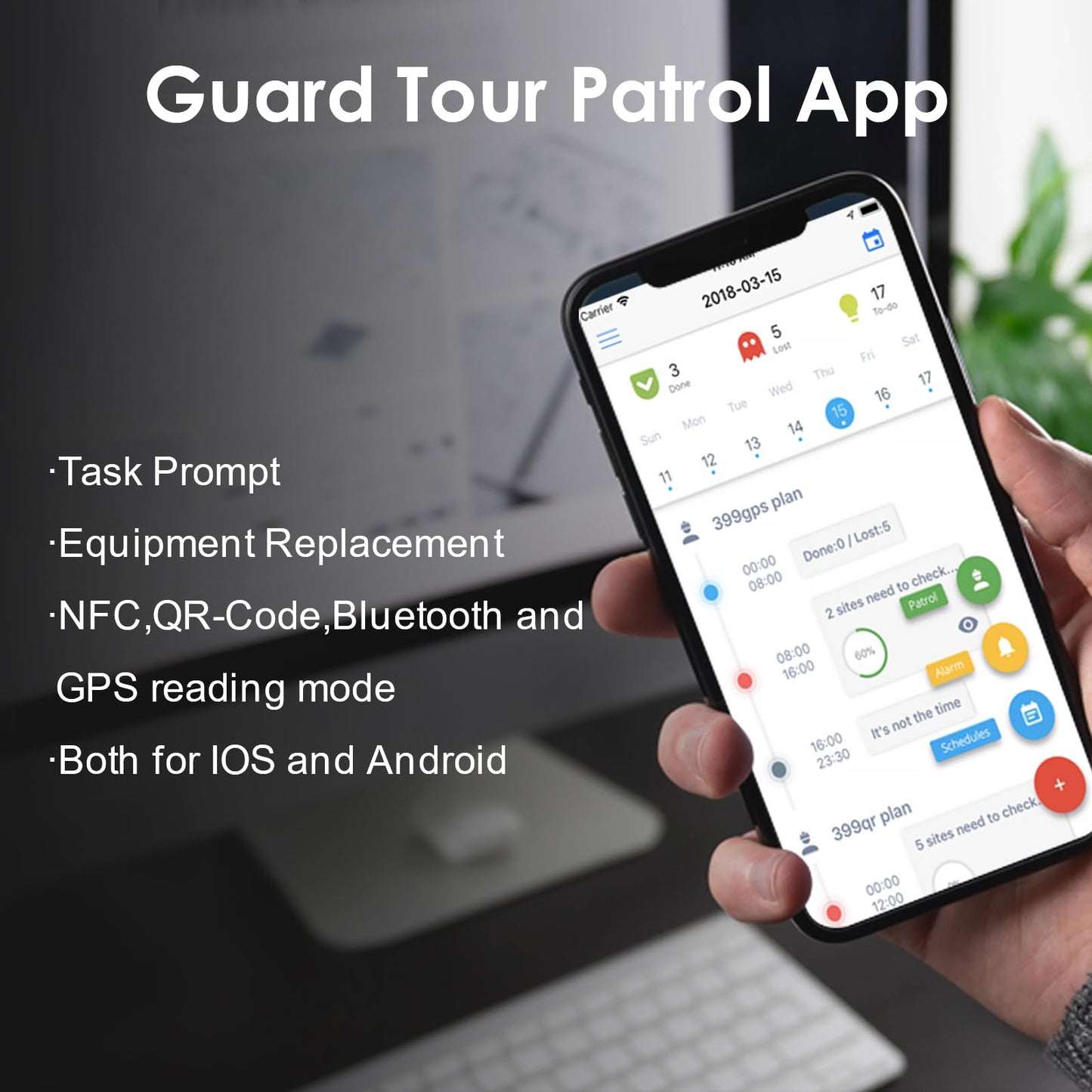 JWM Security Guard Tour Patrol System for Hotels, Hospitals, Logistics, Warehousing, Professional Guard Monitoring Attendance System, Free Cloud Software, 125 kHz RFID