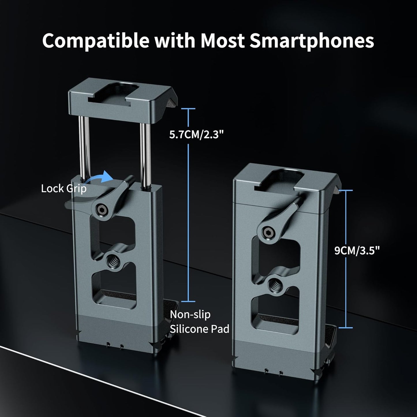 CAMOLO GEEK Metal Phone Tripod Mount Arca Port & Action Camera Adapter, Adjustable Smartphone Tripod Adapter Clamp Cell