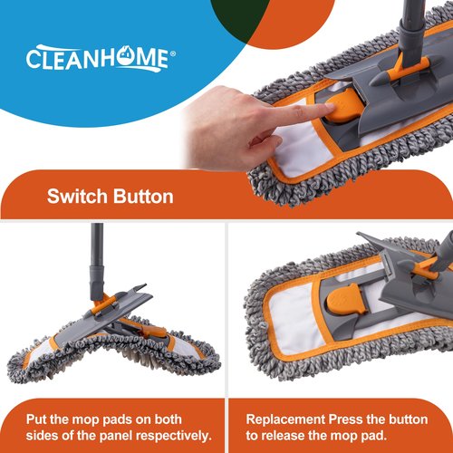 CLEANHOME Microfiber Mop Pads 4 Pieces for Floor Cleaning,Fit CLEANHOME Dust Mop: B09PBPGSJ3, Twisted Microfiber Replacement Pads