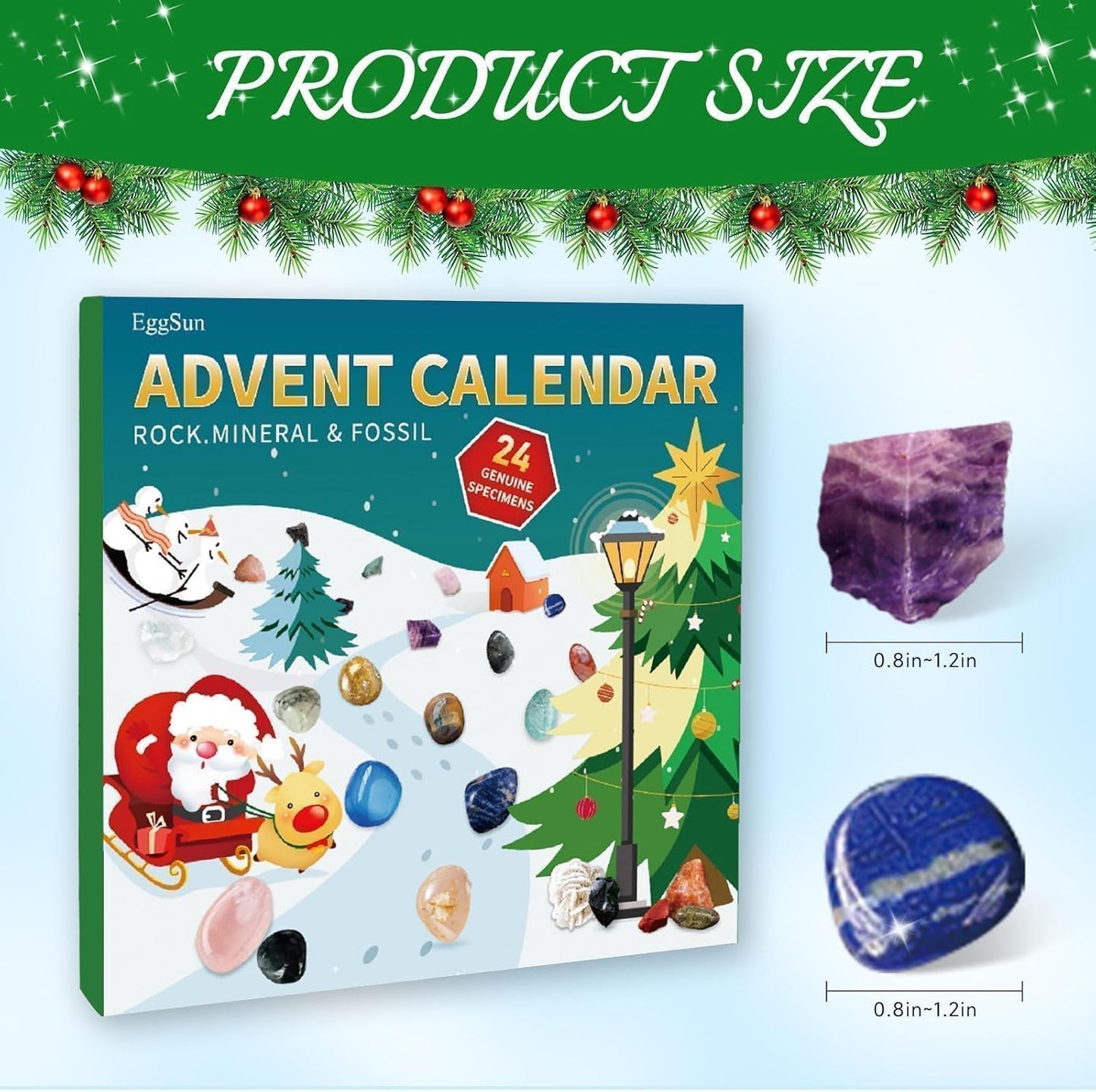 Rock Collection Advent Calendar 2025 - 24 Days of Gemstones & Fossils | Perfect Kids' Birthday Gift