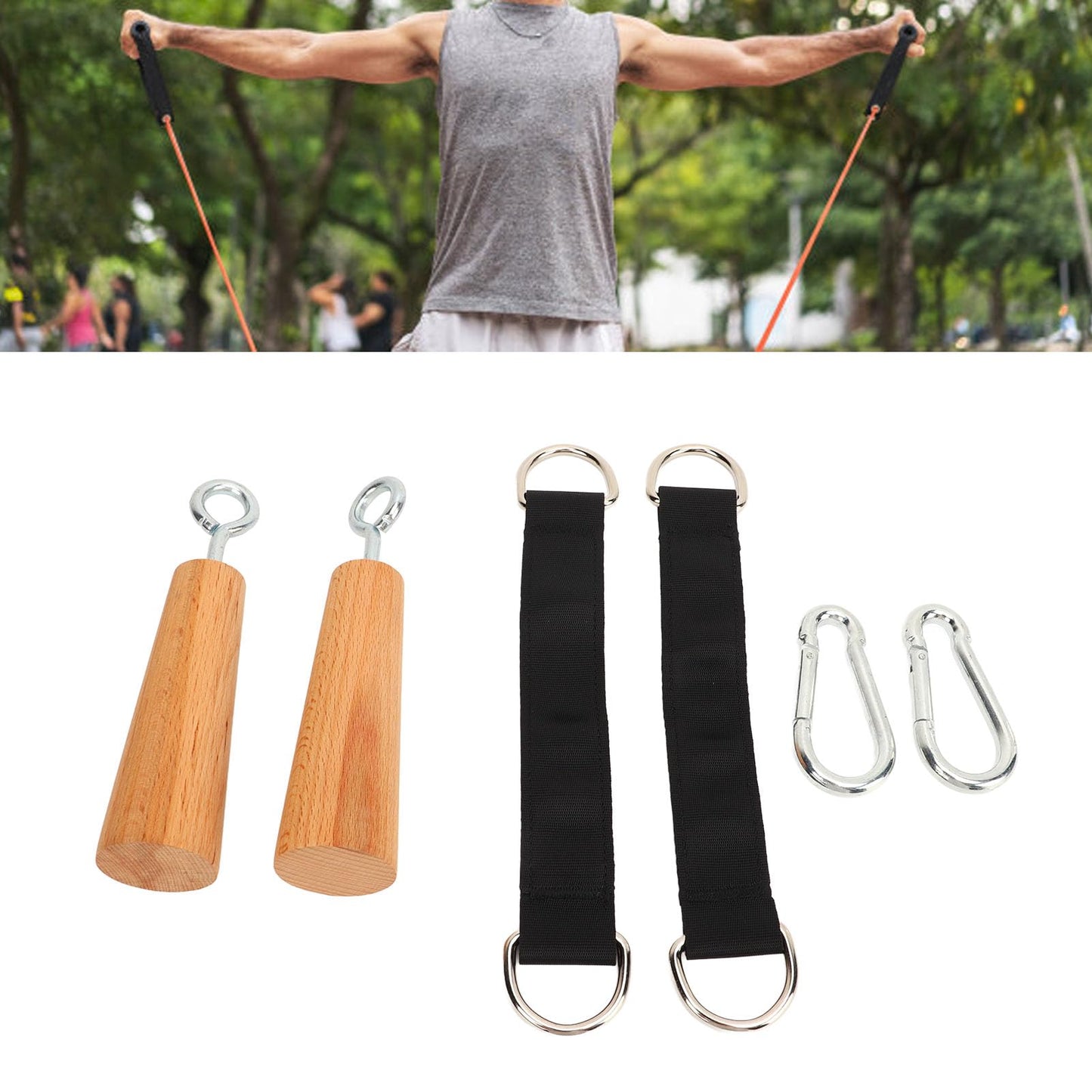 Wooden Pull-Up Grips, Durable Comfortable Upper Body Strength Trainer Home Gym Equipment for Men Women Fitness Enthusiasts Strength Training Daily Workouts