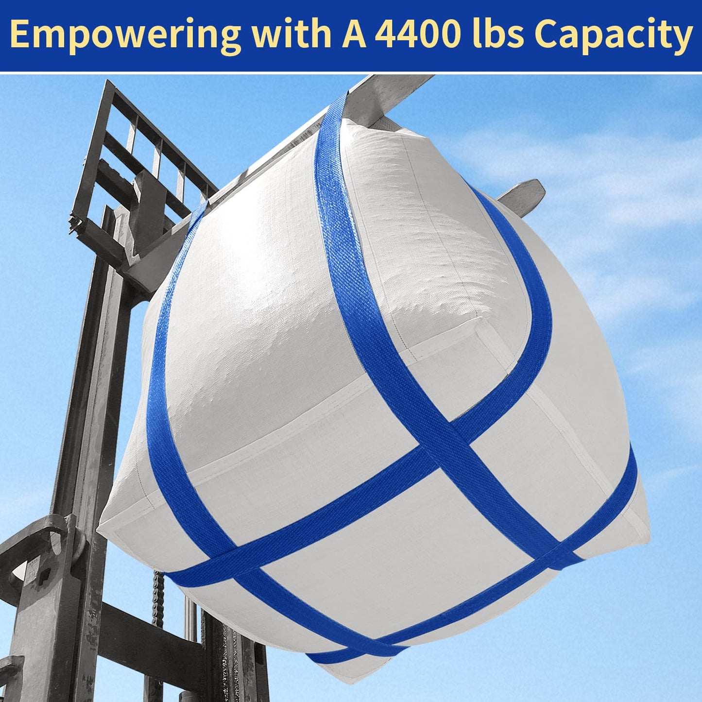 10 Pack FIBC Bulk Bag,2 Ton Bag 35" L x 35" W x 43" H,4400 lbs SWL,Duffle Top Flat Bottom,Woven Polypropylene Bags Four Loop Heavy Duty Bulk Bags with Reinforced Straps and A Secure Closure System.