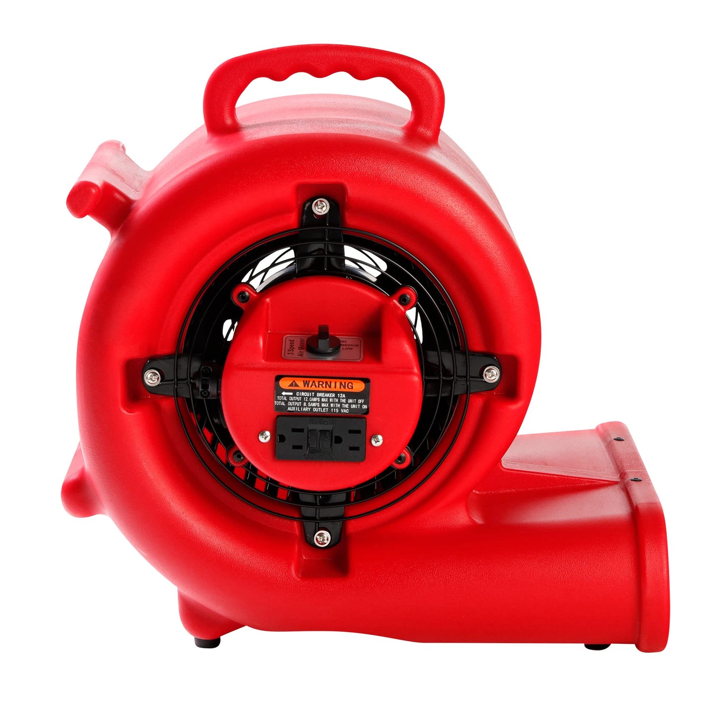 Mounto 1/3hp Air Mover 2000cfm Carpet Dryer Blower Floor Drying Fan - 3-Speed Air Mover w/Dual GFCI Outlet, 25ft Power Cord for Drying, Cooling, Air Circulation (Red)