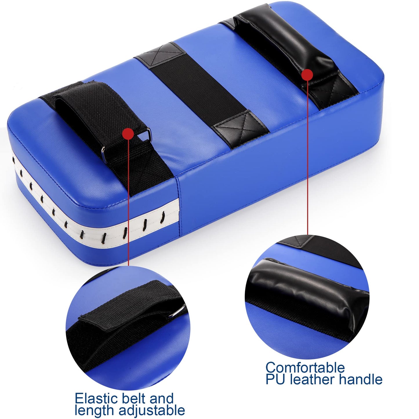 WUWEOT Boxing Focus Pads and Taekwondo Pad, 15.5 x 8 Blue, 2-in-1 Punching Mitts Kick Pack Set, Martial Arts MMA Kicking Shield Training for Men Women Gym