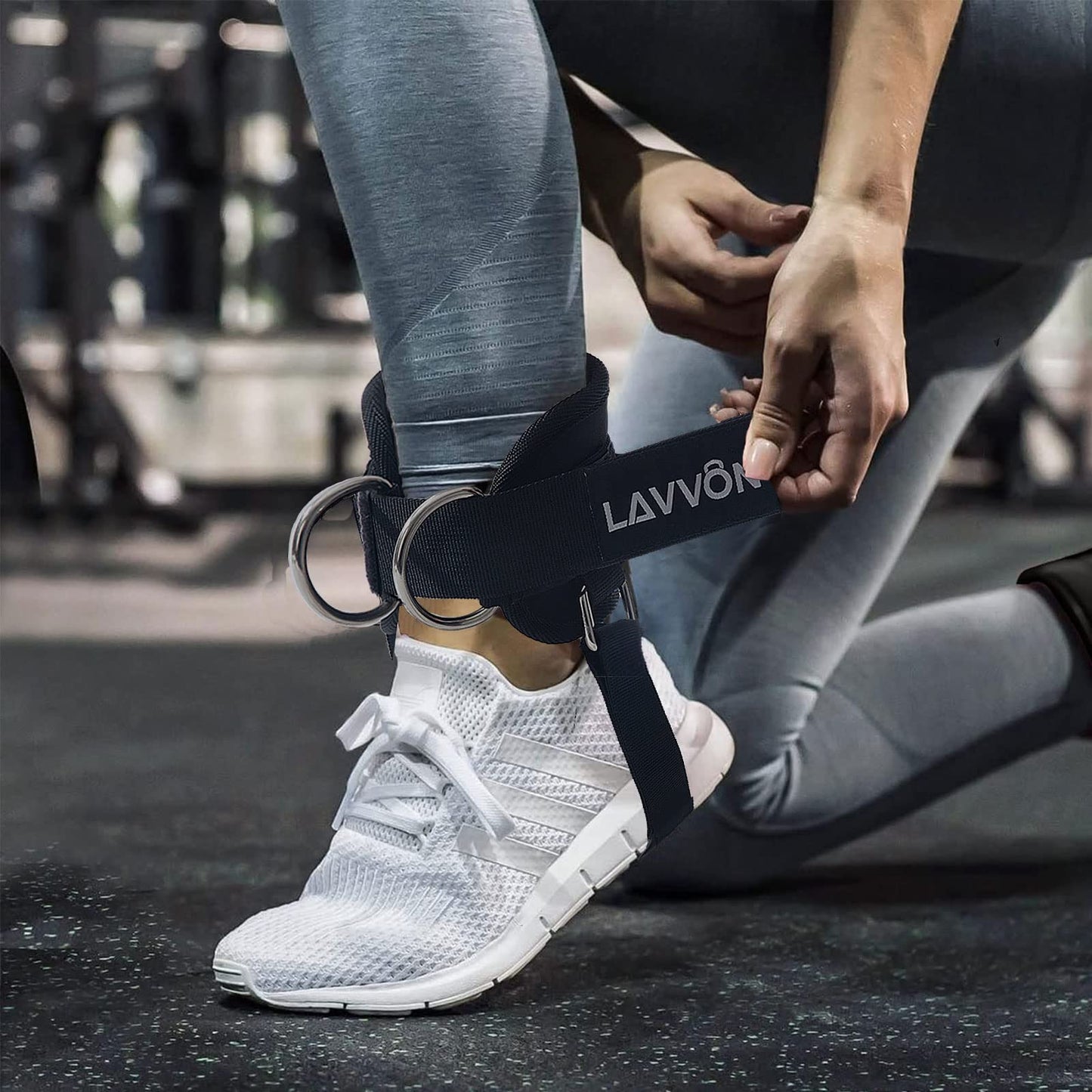 LAVVON Ankle Straps for Cable Machines Kickbacks - Adjustable Comfort Ankle Cable Attachments for Gym Ankle Cuff Cable Machine Glute Kickback Straps - Leg Extensions, Curls & Ankle Cuffs Women