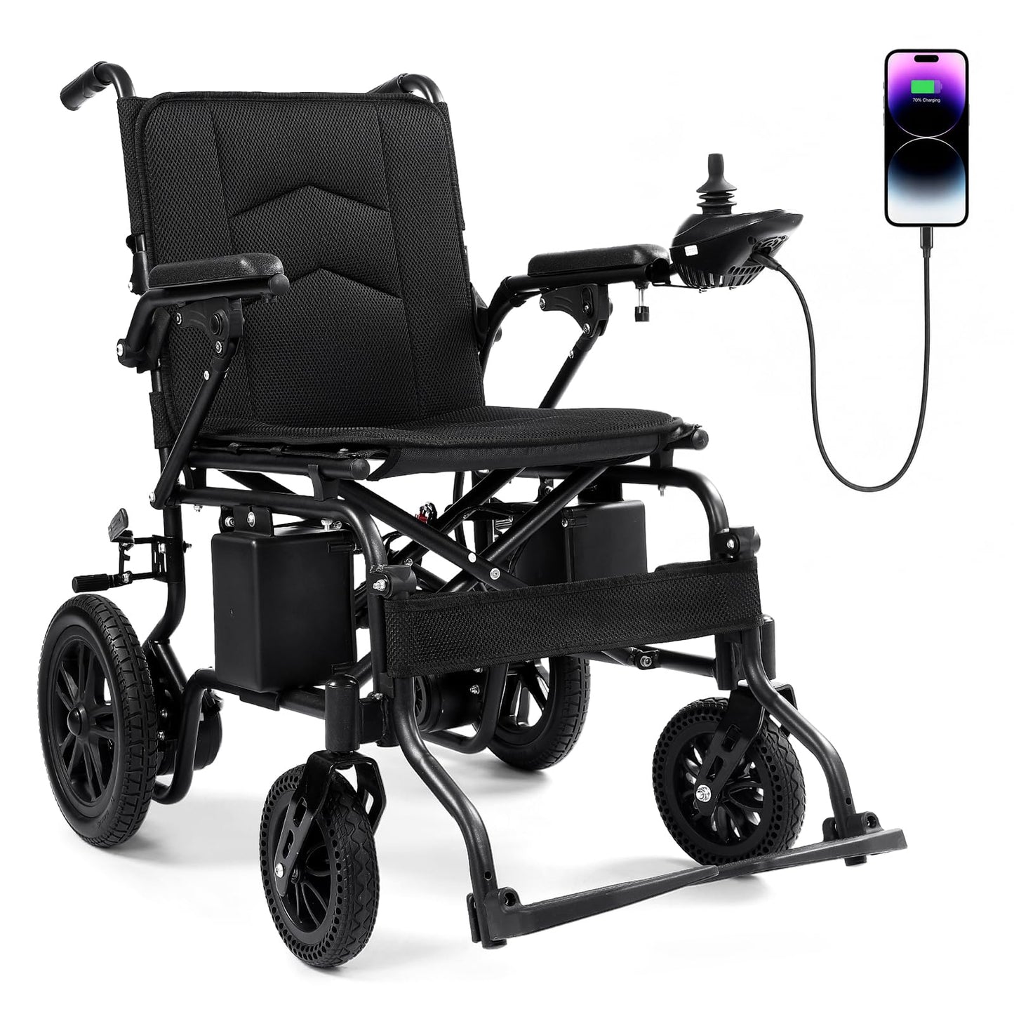 moovon 15 Miles Electric Wheelchair for Adults,Foldable Motorized Wheelchair, Portable Power Wheelchairs for Senior, Black