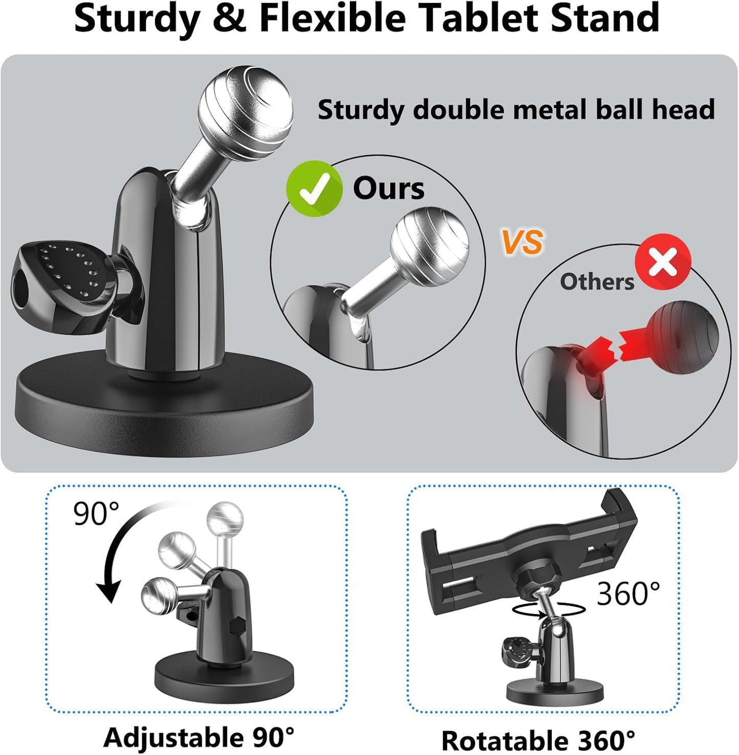 YOOZ 4-12.9" Magnetic Tablet Mount for Metal Surface [Powerful Magnet & Portable] Magnet Tablet Holder for Golf