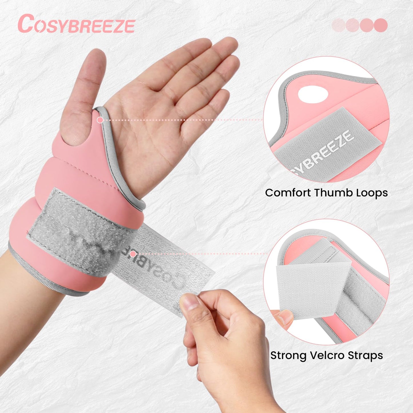 Wrist Weights with Thumb Loops Lock for Women Men Kids 5 LBS Set [2.5 lb each weight] Hand Weights Ankle Weights Weighted Gloves for Running Walking Physical Therapy Yoga Home Gym Workout Pink